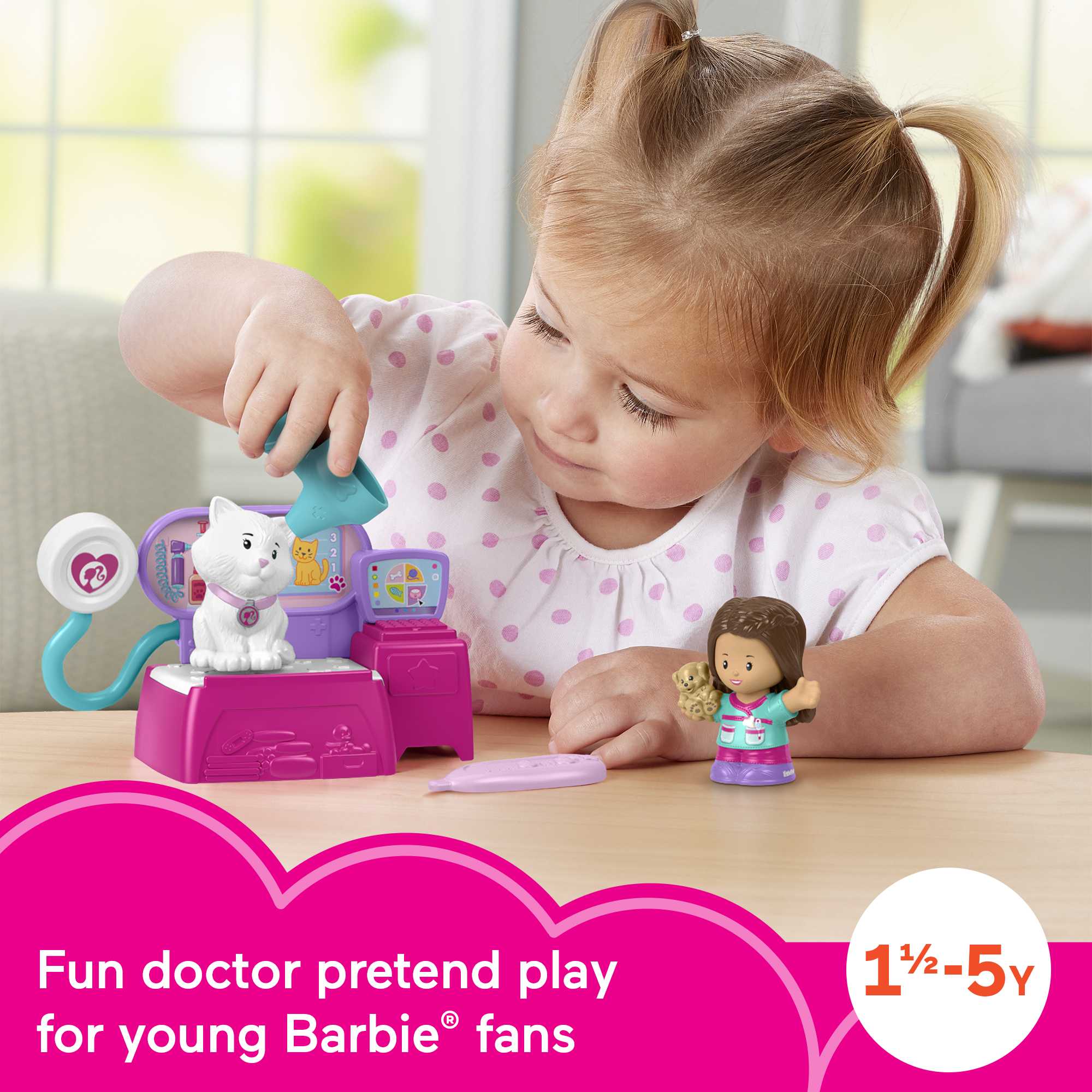 Fisher-Price Little People Barbie Veterinarian Playset For Toddlers And Preschool Kids, 5 Pieces