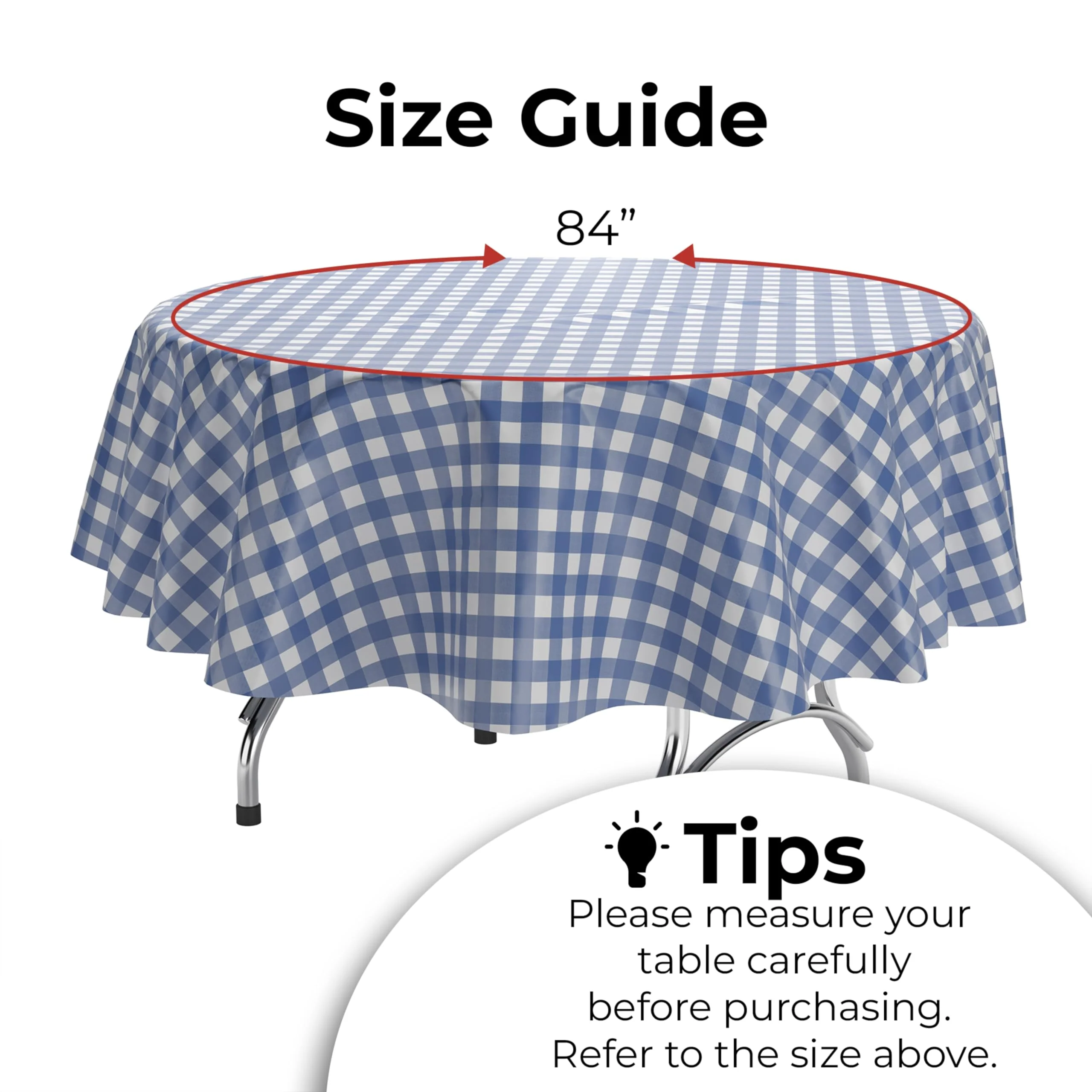Round Blue Gingham Table Cover