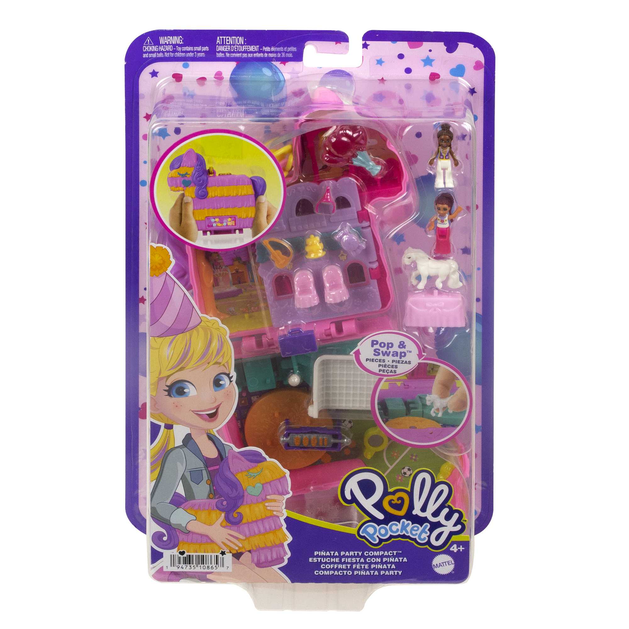 Polly Pocket Pi?ata Party Compact Playset With 2 Micro Dolls, 13 Accessories & 5 Features