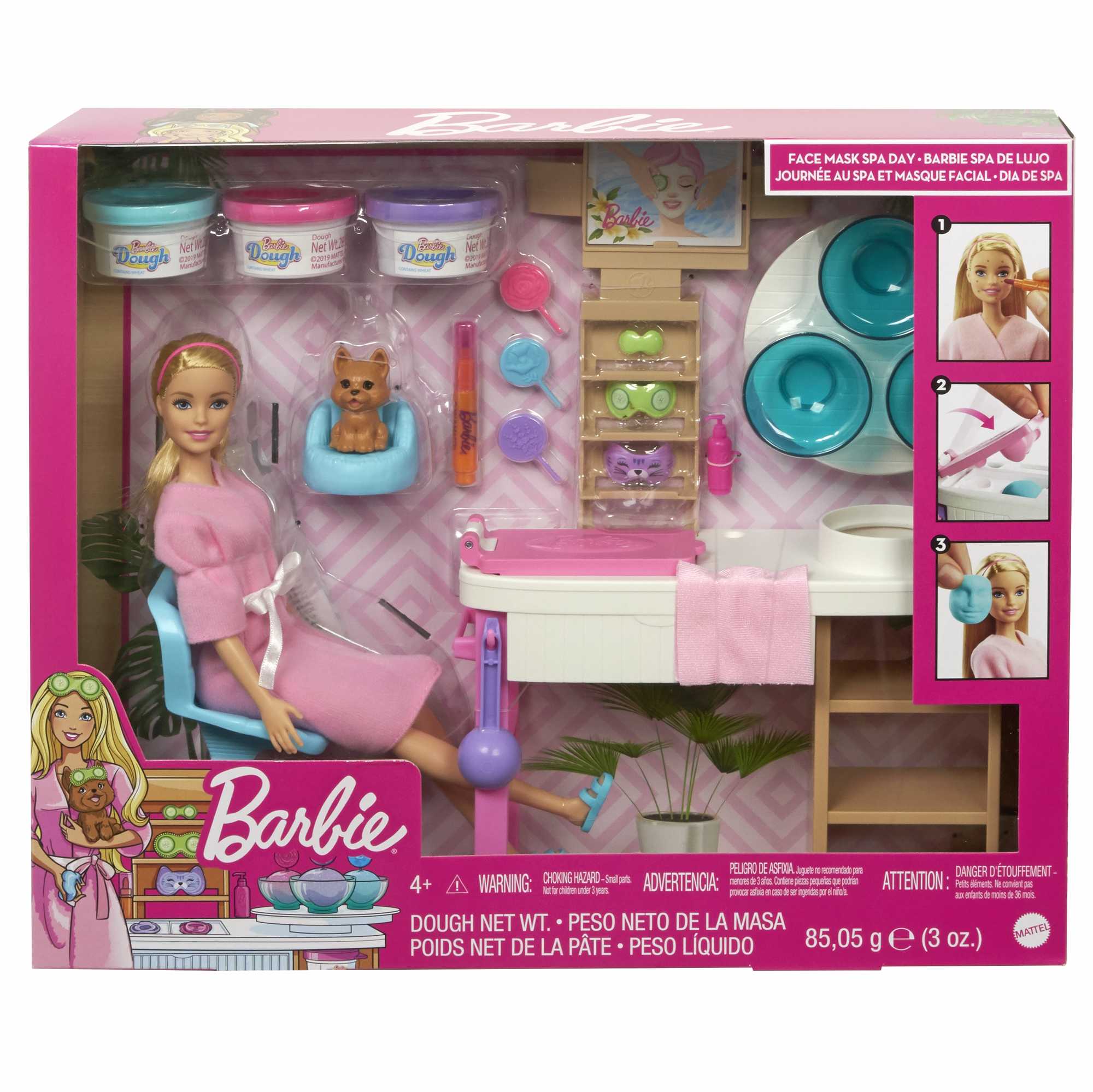 Barbie Doll & Accessories, Face Mask Spa Day Playset With Blonde Barbie Doll