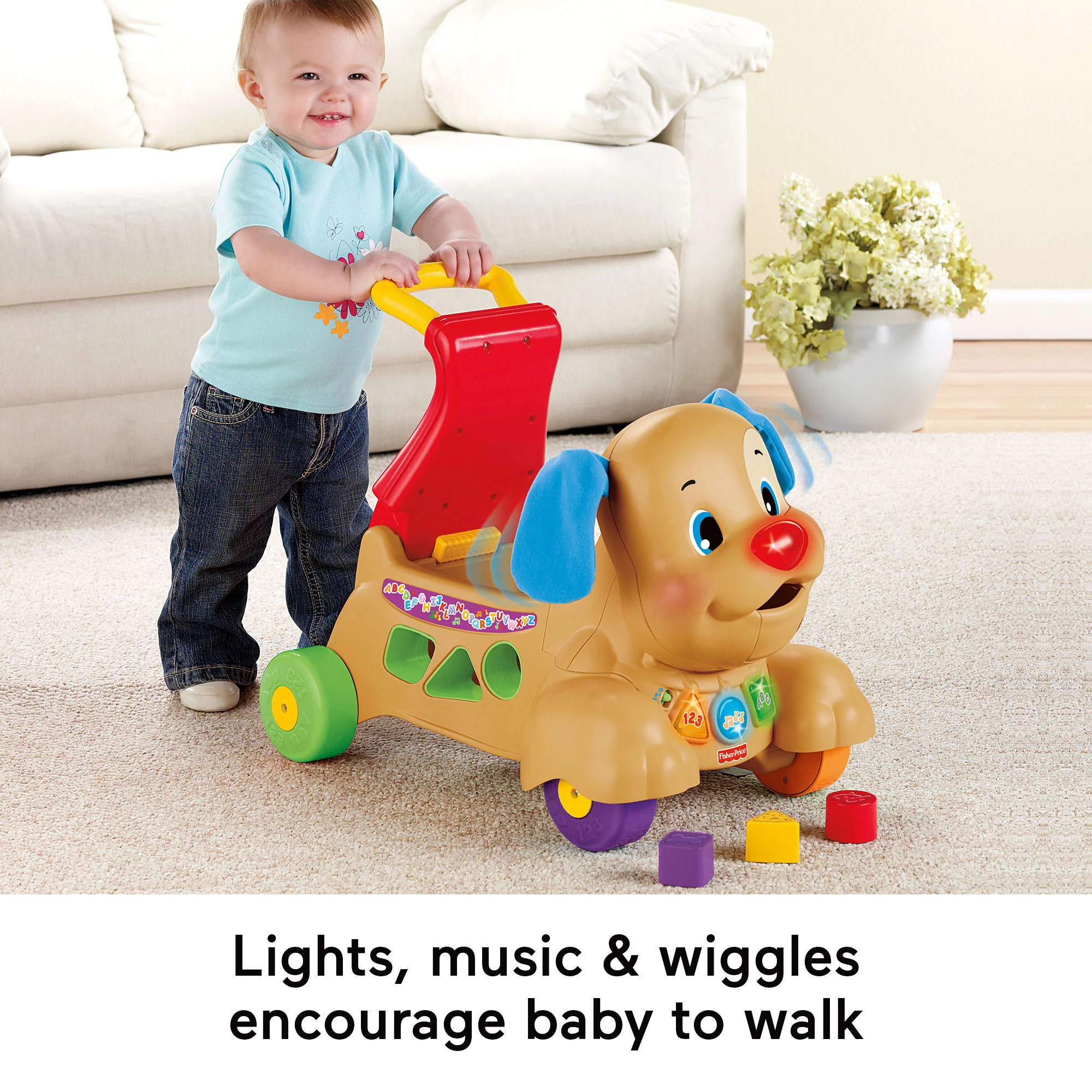 Fisher-Price Laugh & Learn Stride-To-Ride Puppy Musical Baby Walker & Toddler Ride-On Toy