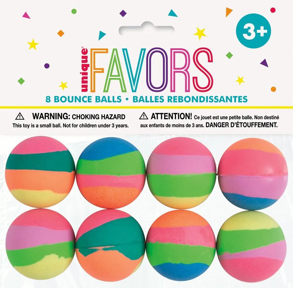 Pastel Stripe Bounce Balls, 35mm, 8ct