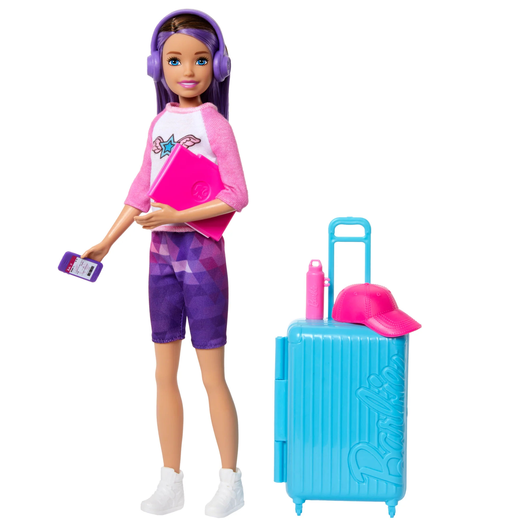 Barbie Skipper Doll & 10 Accessories, Travel Set With Luggage, Sticker Sheet & More
