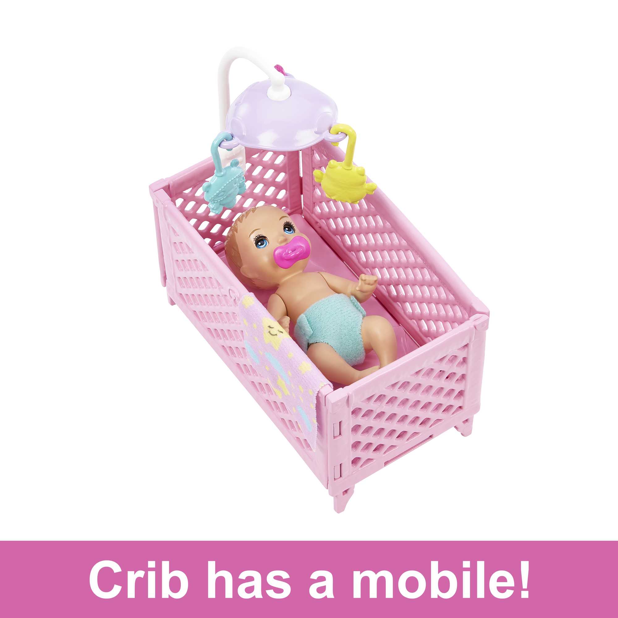 Barbie Skipper Babysitters Playset With Skipper Doll, Baby Doll With Sleepy Eyes, Crib And Accessories