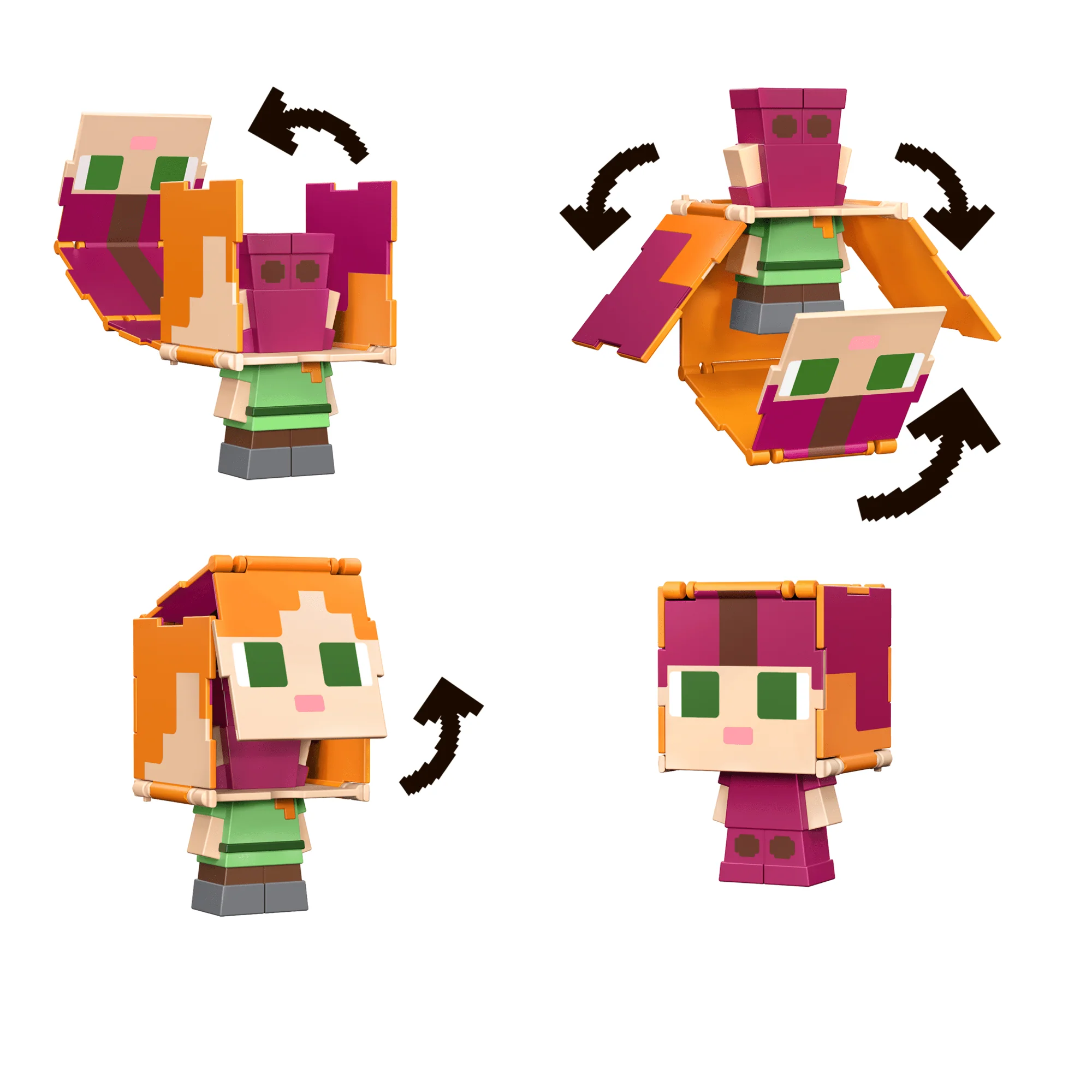 Minecraft Flippin�� Figs Alex & Axolotl Figures 2-Pack, 2-In-1 Fidget Play & Pixelated Design