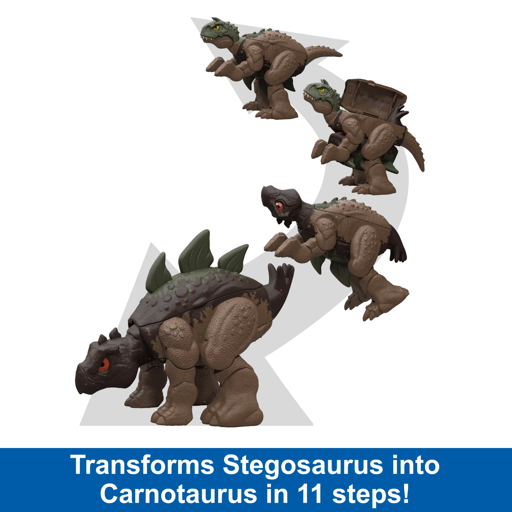 Jurassic World Stegosaurus To Carnotaurus Dinosaur Transforming Toy, Double Danger