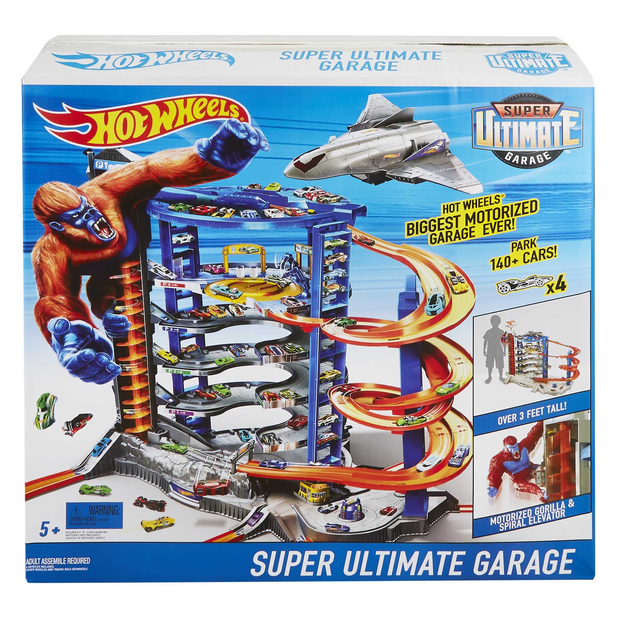 Hot Wheels Track Set With 4 1:64 Scale Toy Cars, Super Ultimate Garage, Over 3-Feet Tall