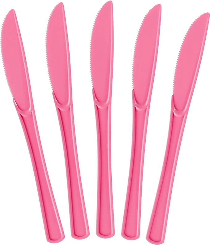 Heavy Duty Hot Pink Plastic Knives | 50 Count