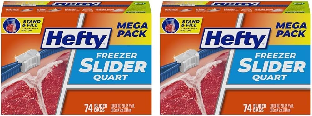Hefty Slider Freezer Storage Bags, Gallon Size, 56 Count