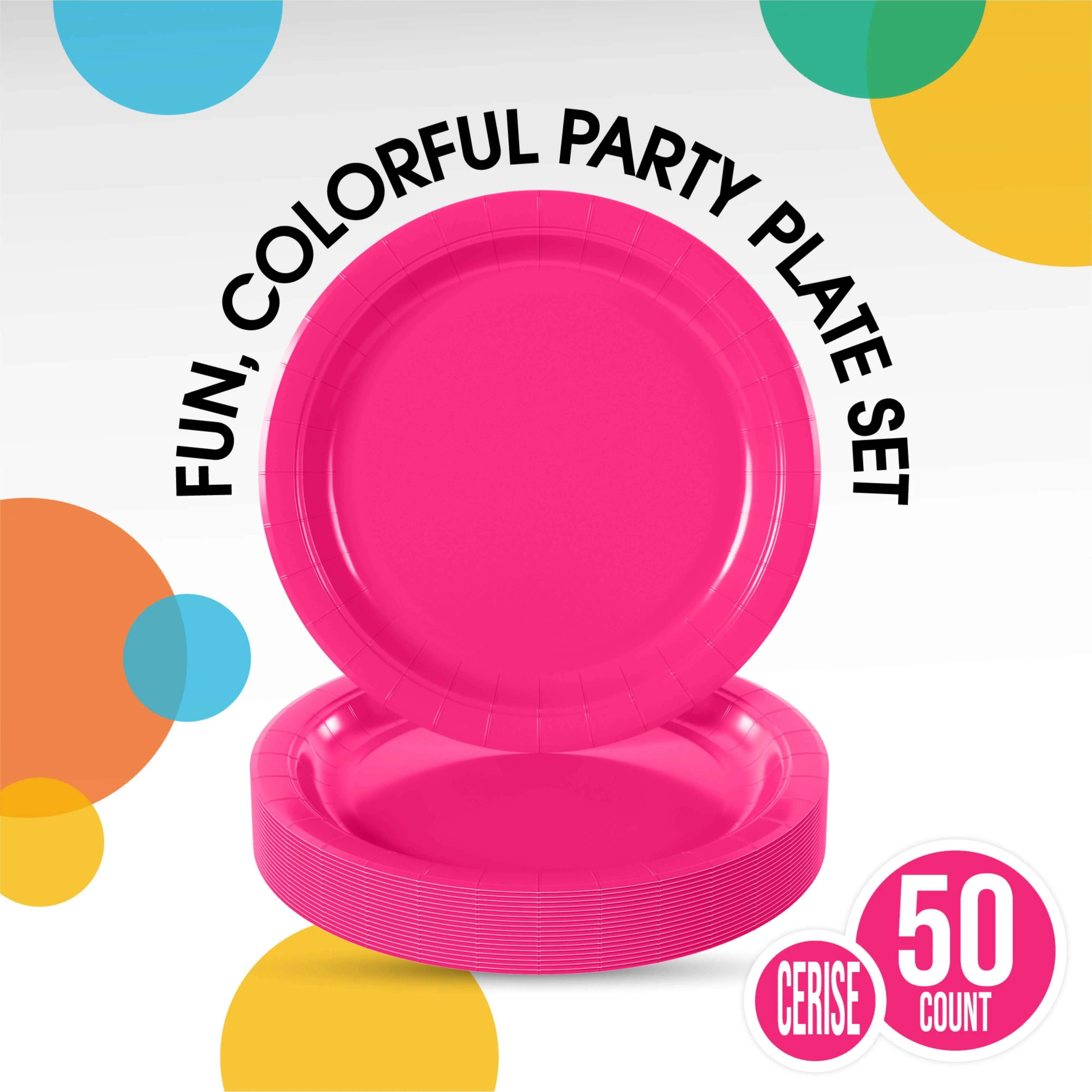 7 In. Hot Pink Paper Plates - 50 Ct.