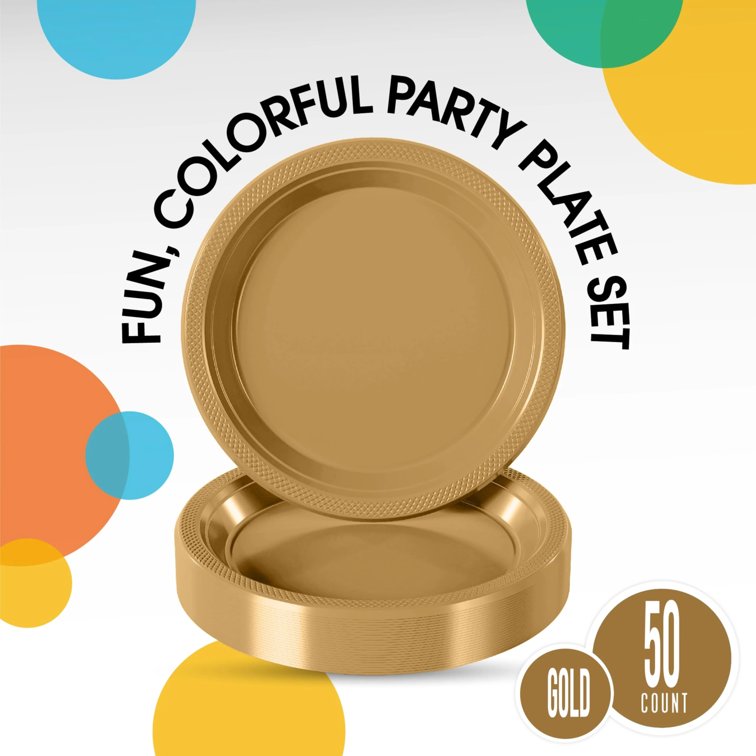 7 In. Gold Plastic Plates | 50 Count