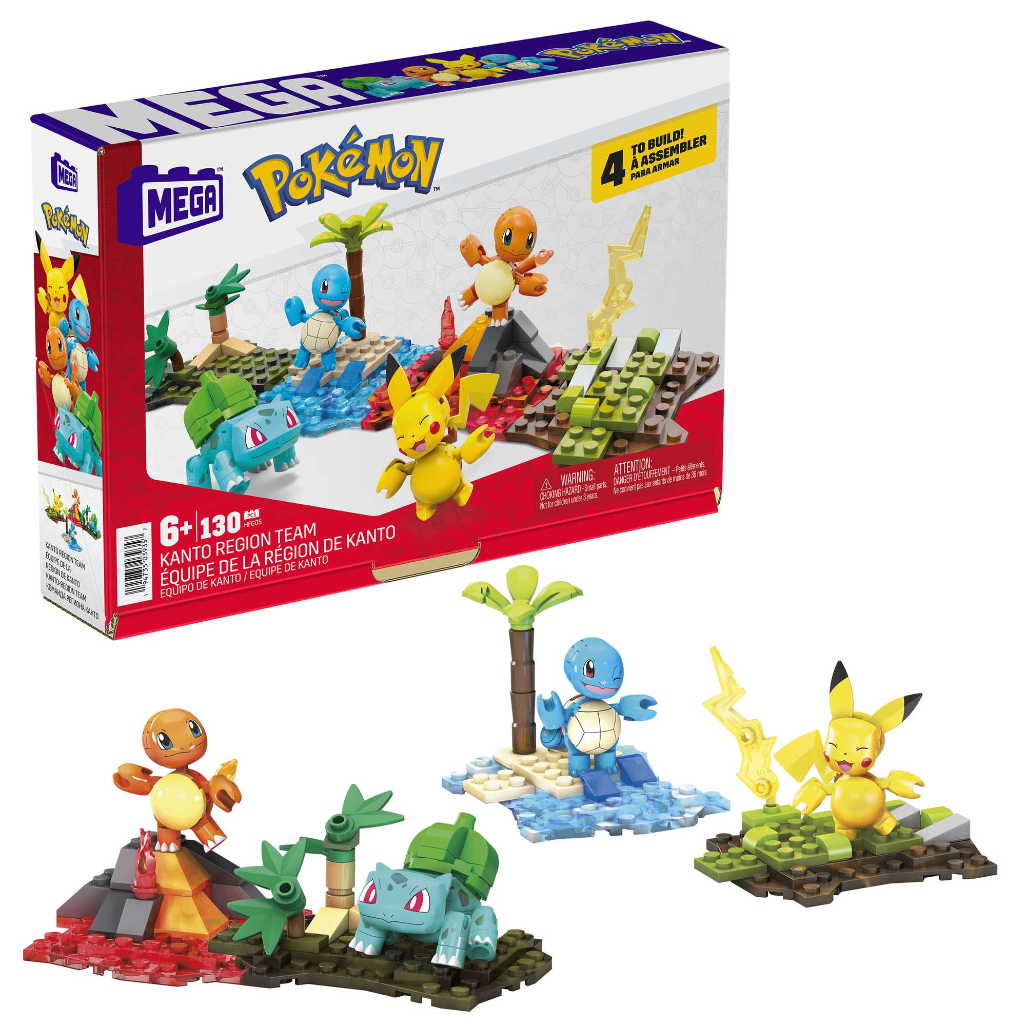 MEGA Pok��mon Building Toy Kit Kanto Region Team With 4 Figures (130 Pieces) For Kids