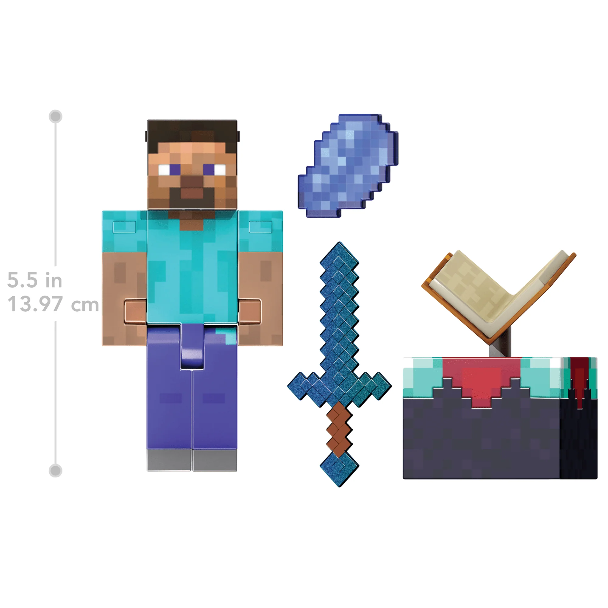 Minecraft Diamond Level Steve Action Figure, 3 Accessories, 5.5-in Collector Scale