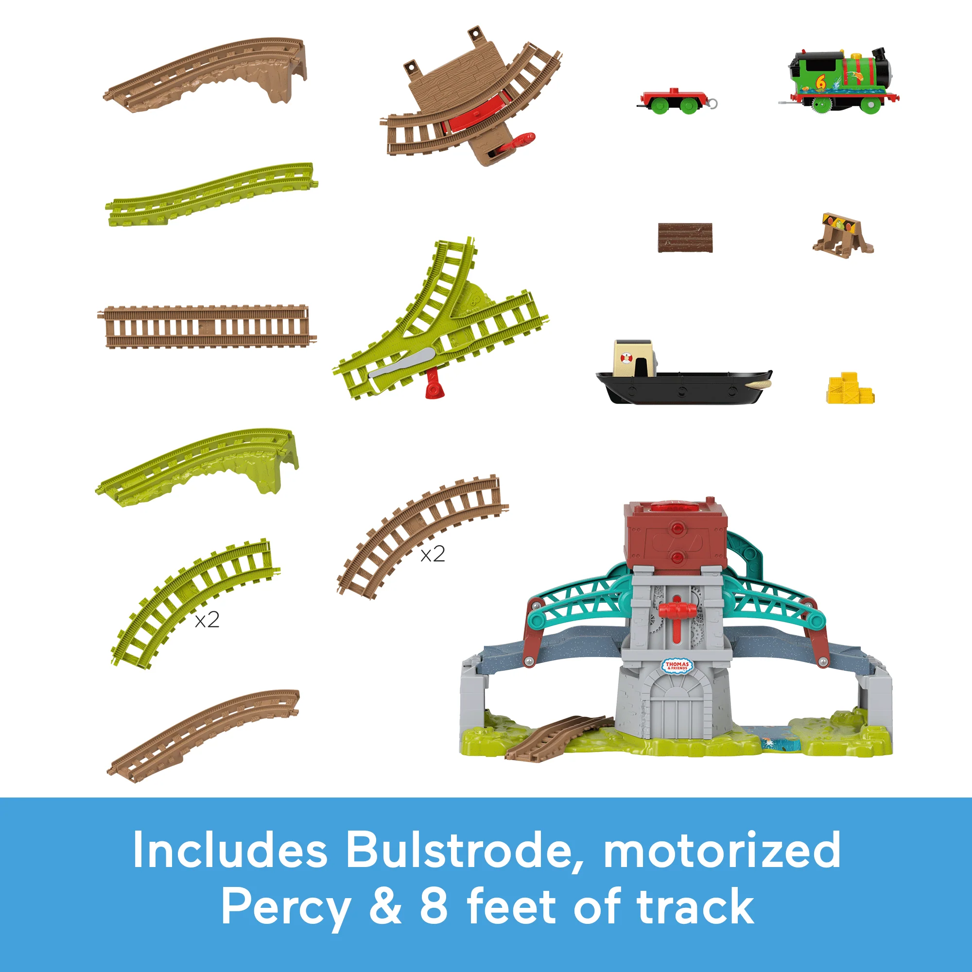 Thomas & Friends Talking Bulstrode & Which-Way Bridge Toy Train Set With Sounds & Percy Engine