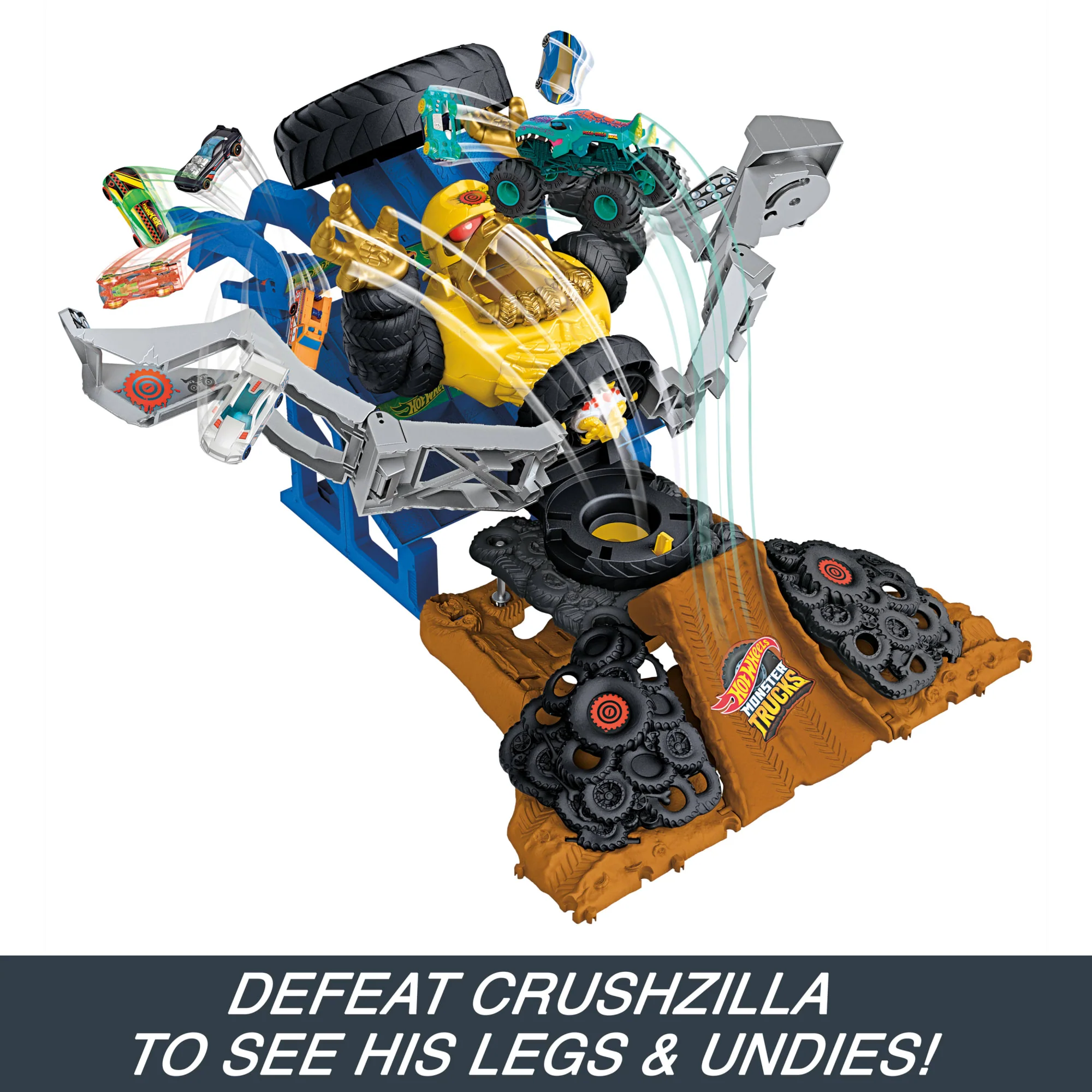 Hot Wheels Monster Trucks Arena Smashers MEGA-Wrex vs Crushzilla Takedown Playset