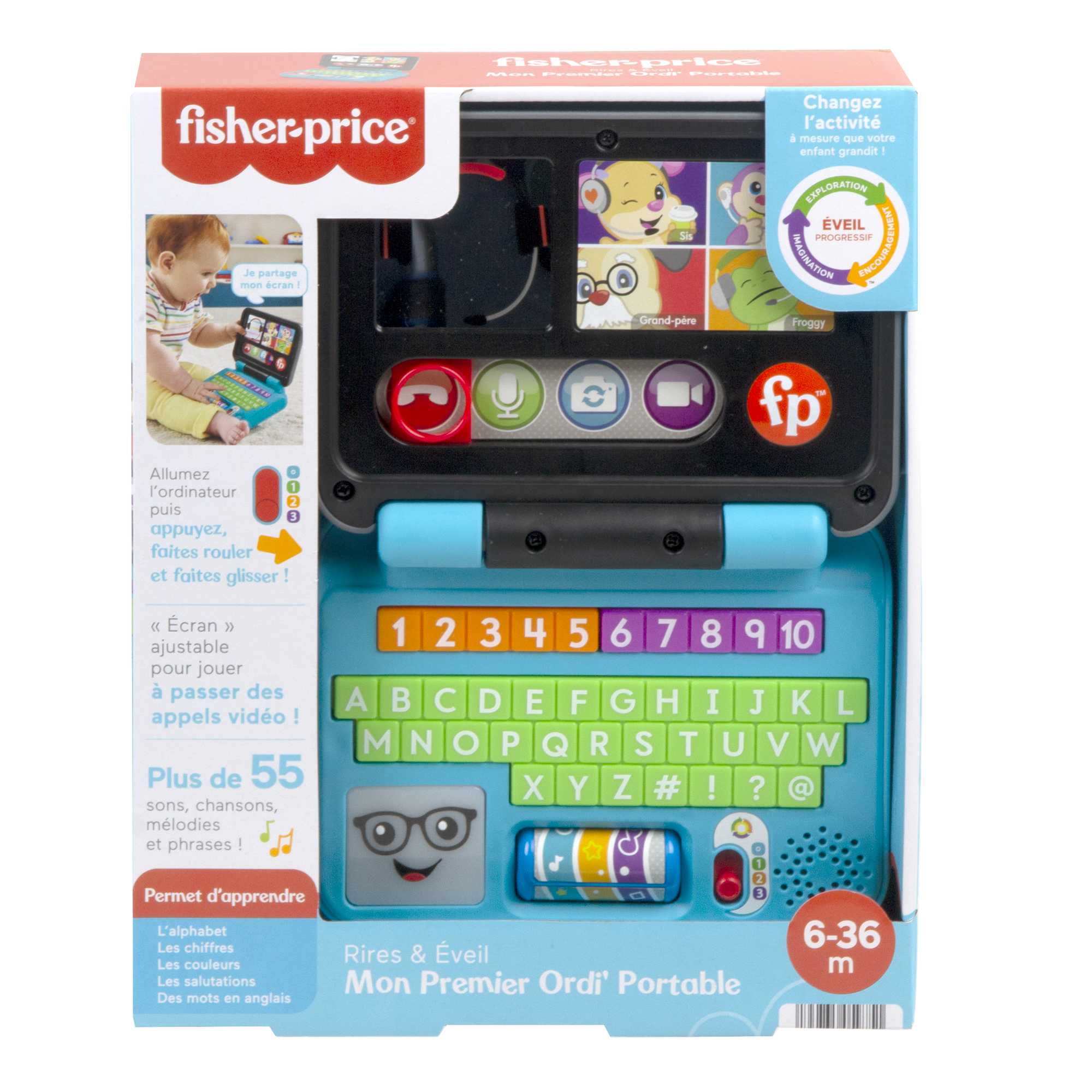 Fisher-Price Laugh & Learn Let's Connect Laptop Electronic Baby Toy - French Version