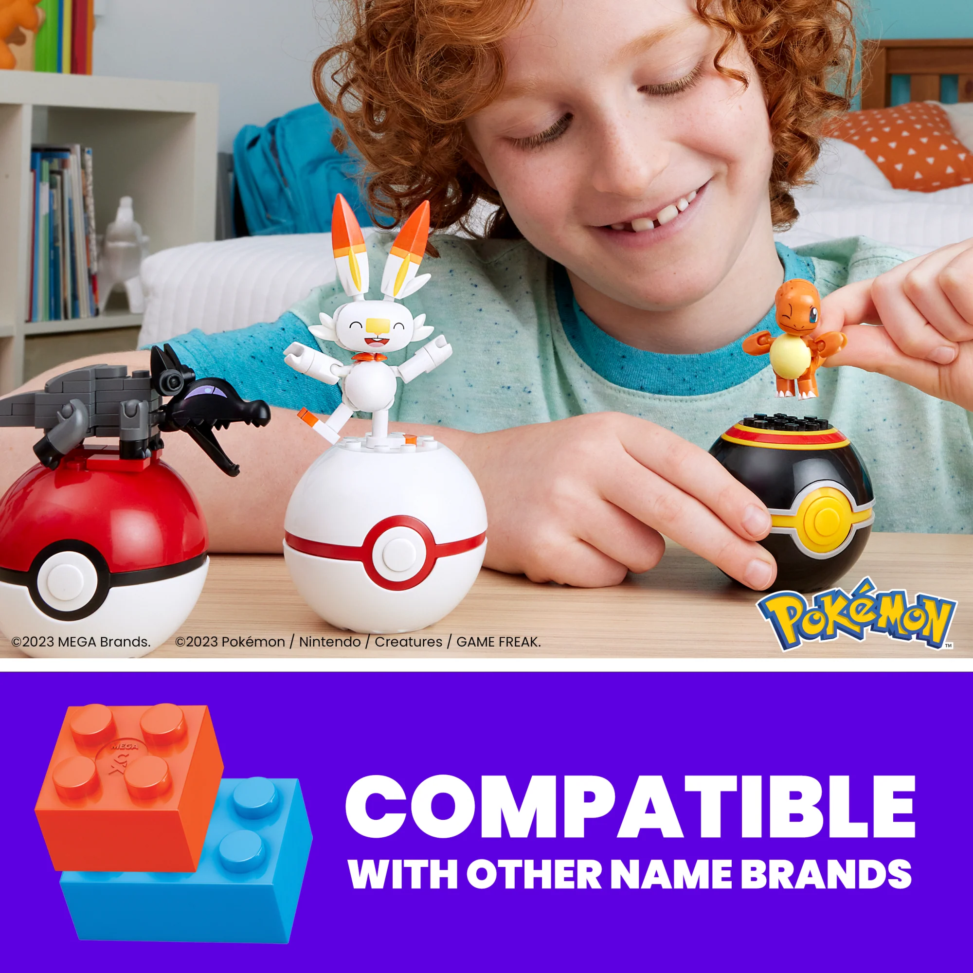 MEGA Pok��mon Fire-Type Team Building Toy Kit, 4 Action Figures (105 Pieces) For Kids