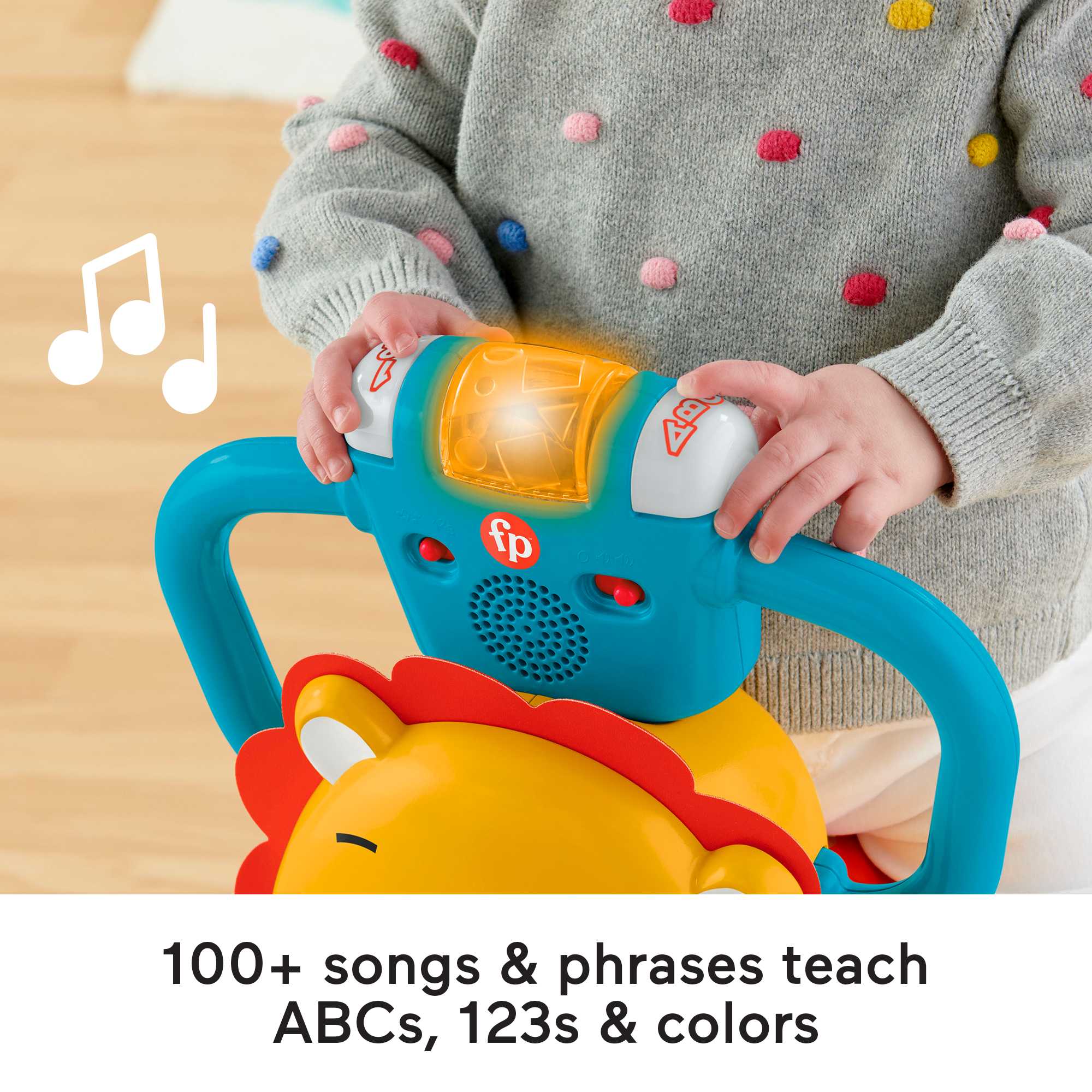 Fisher-Price Bounce & Spin Lion Stationary Ride-On Electronic Learning Toy For Toddlers