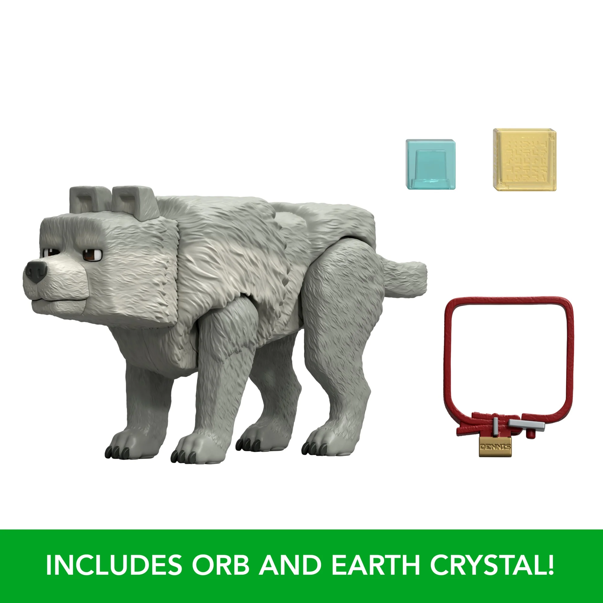 Minecraft Dennis The Wolf Action Figure & Accessories, 3.25-Inch Toy Set Inspired By A Minecraft Movie