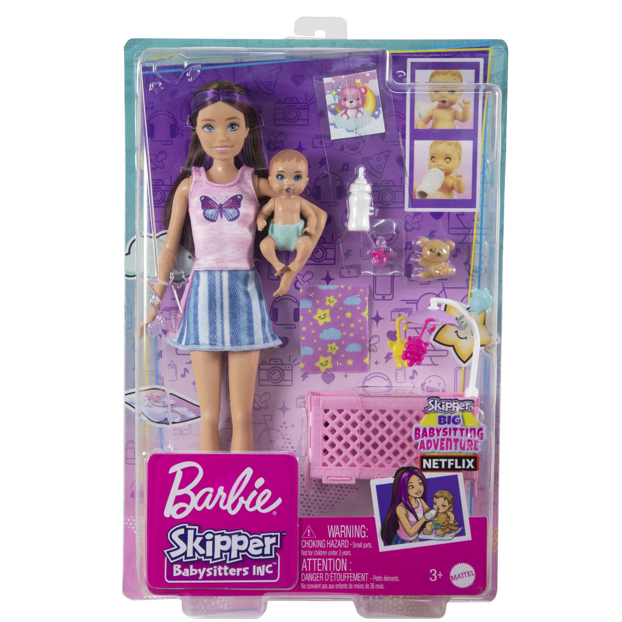 Barbie Skipper Babysitters Playset With Skipper Doll, Baby Doll With Sleepy Eyes, Crib And Accessories