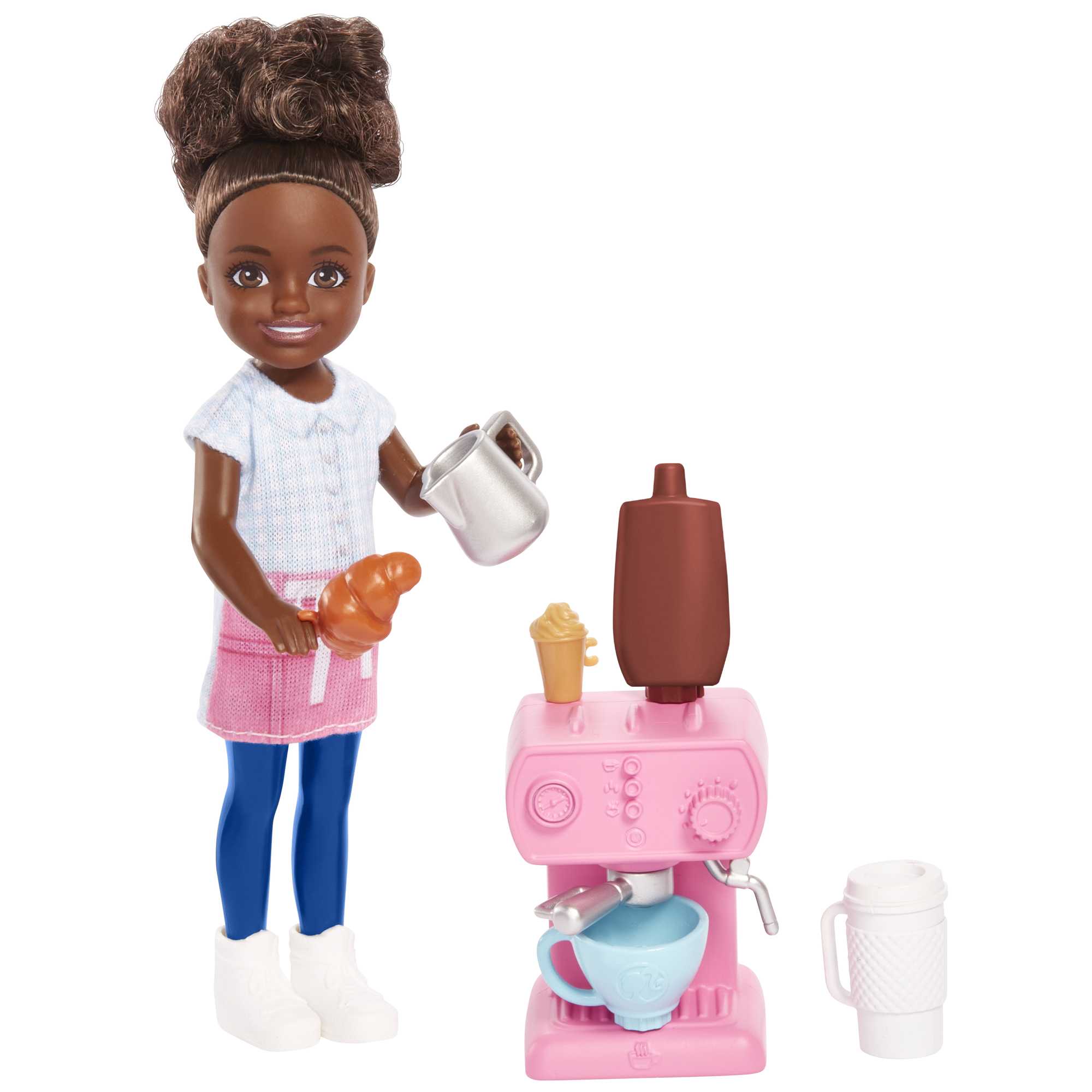 Barbie Chelsea Can Be�� Barista Doll And 7 Career-Themed Accessories Including Coffee Maker