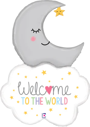 Betallic Welcome Baby Moon 32 inch Shaped Foil Balloon Packaged 1ct