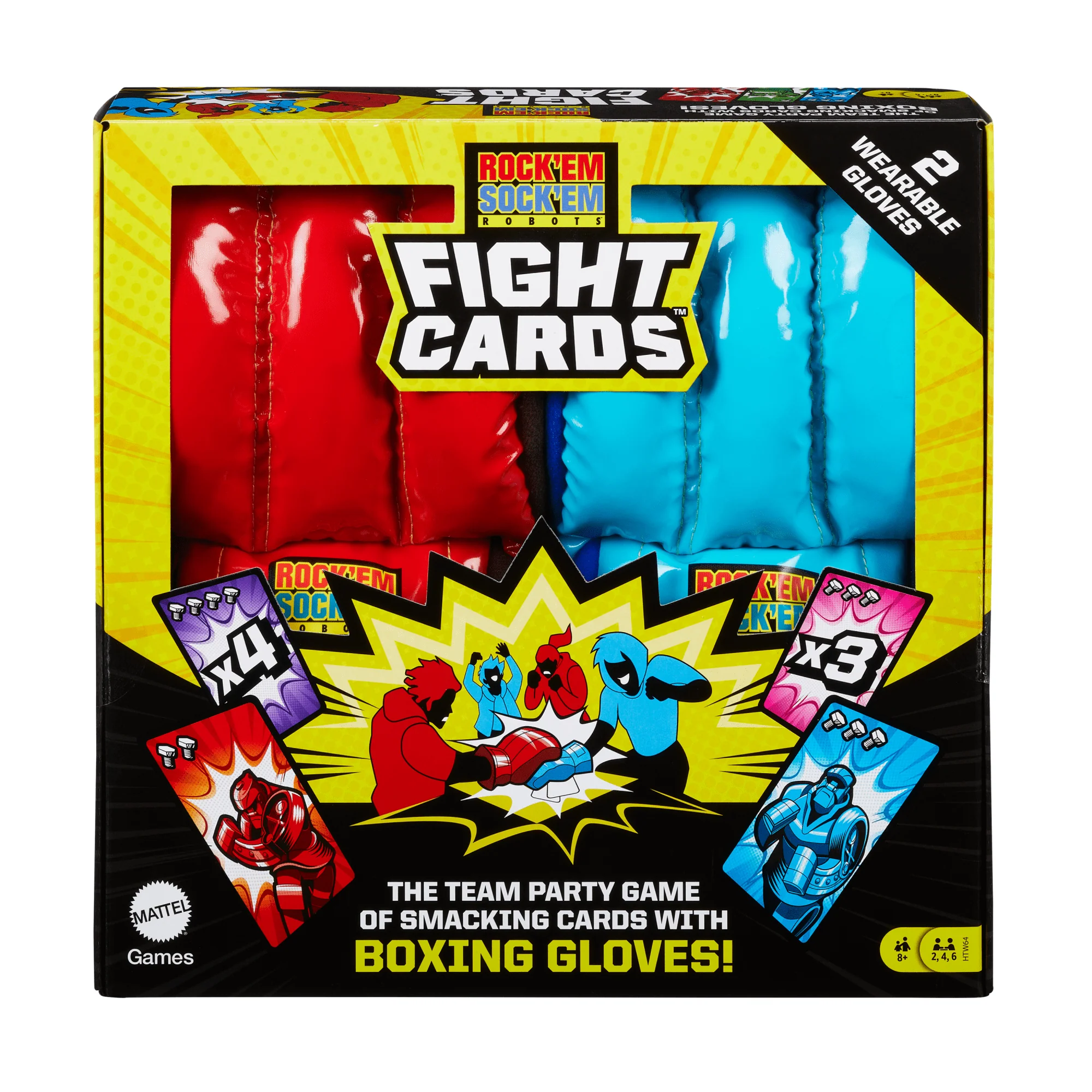 Rock ��Em Sock ��Em Robots Fight Cards Card Game With Two Boxing Gloves, Team Party Game