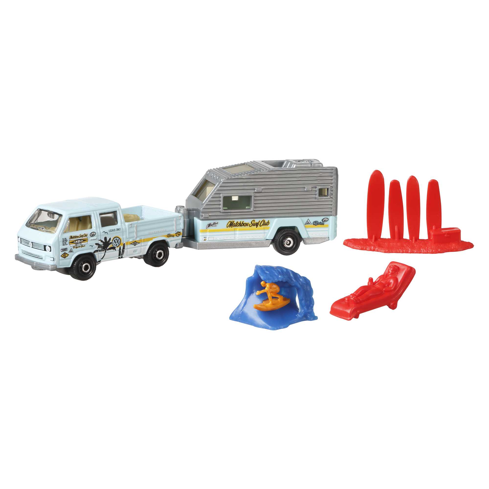 Matchbox Hitch N�� Haul Themed Story Pack With 1:64 Scale Vehicle & Trailer Plus 4 Accessories (6 Pieces Total)
