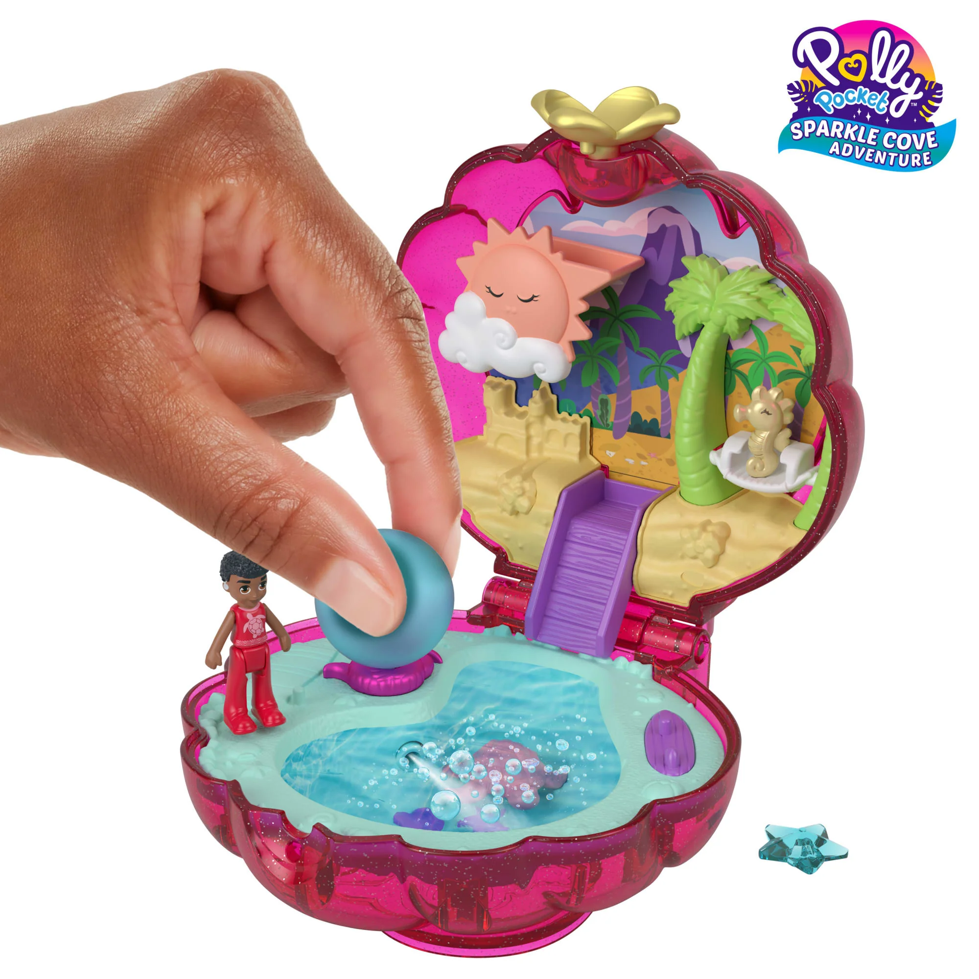 Polly Pocket Sparkle Cove Adventure Beach Compact Playset With Micro Doll, Accessories & Surprise