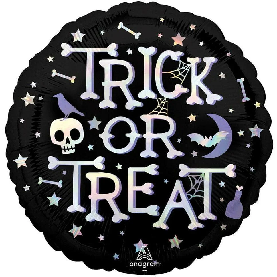 Anagram Iridescent Trick Or Treat 18in Foil Balloon FLAT