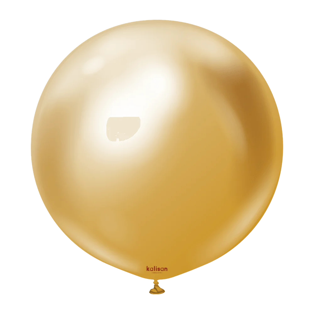 24 inch Kalisan Mirror Gold Latex Balloons 2ct