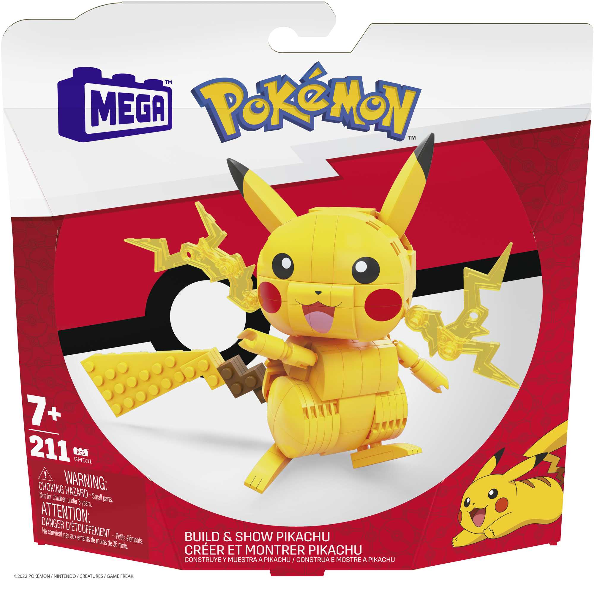 MEGA Pok��mon Building Toy Kit Pikachu (211 Pieces) With 1 Action Figure For Kids