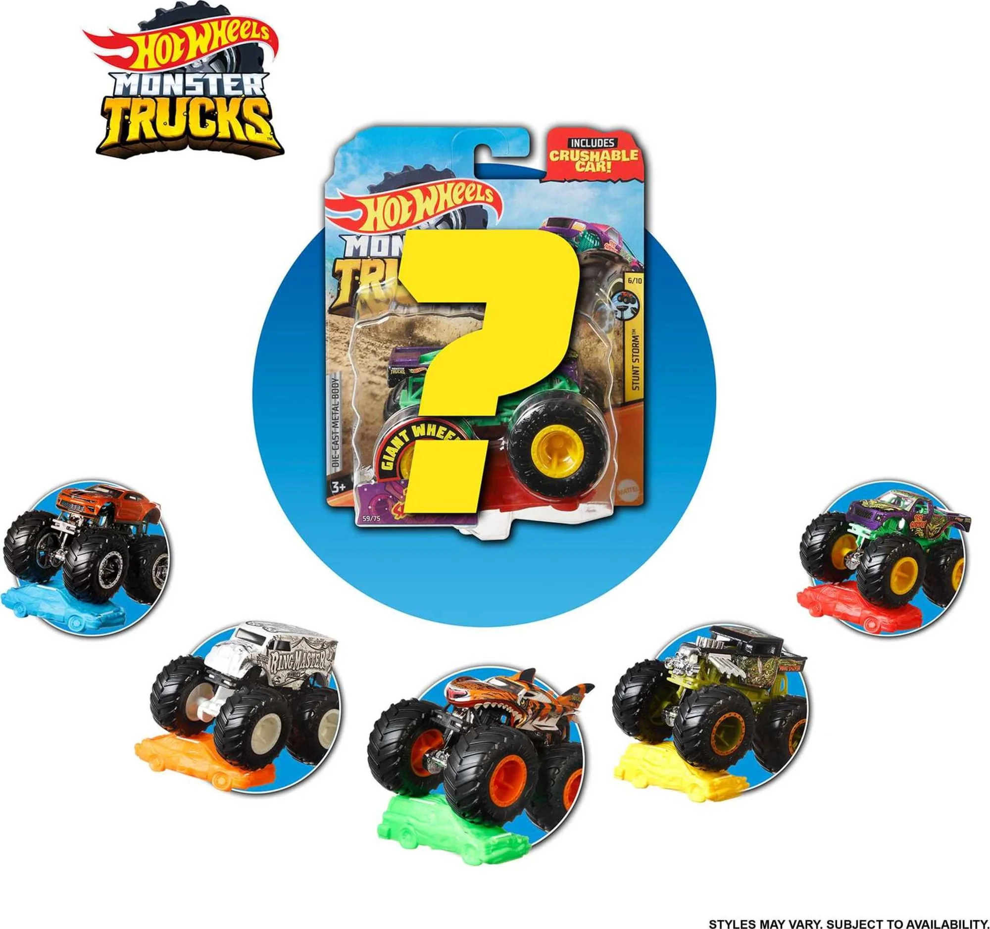 Hot Wheels Monster Trucks, 1:64 Scale Die-Cast Toy