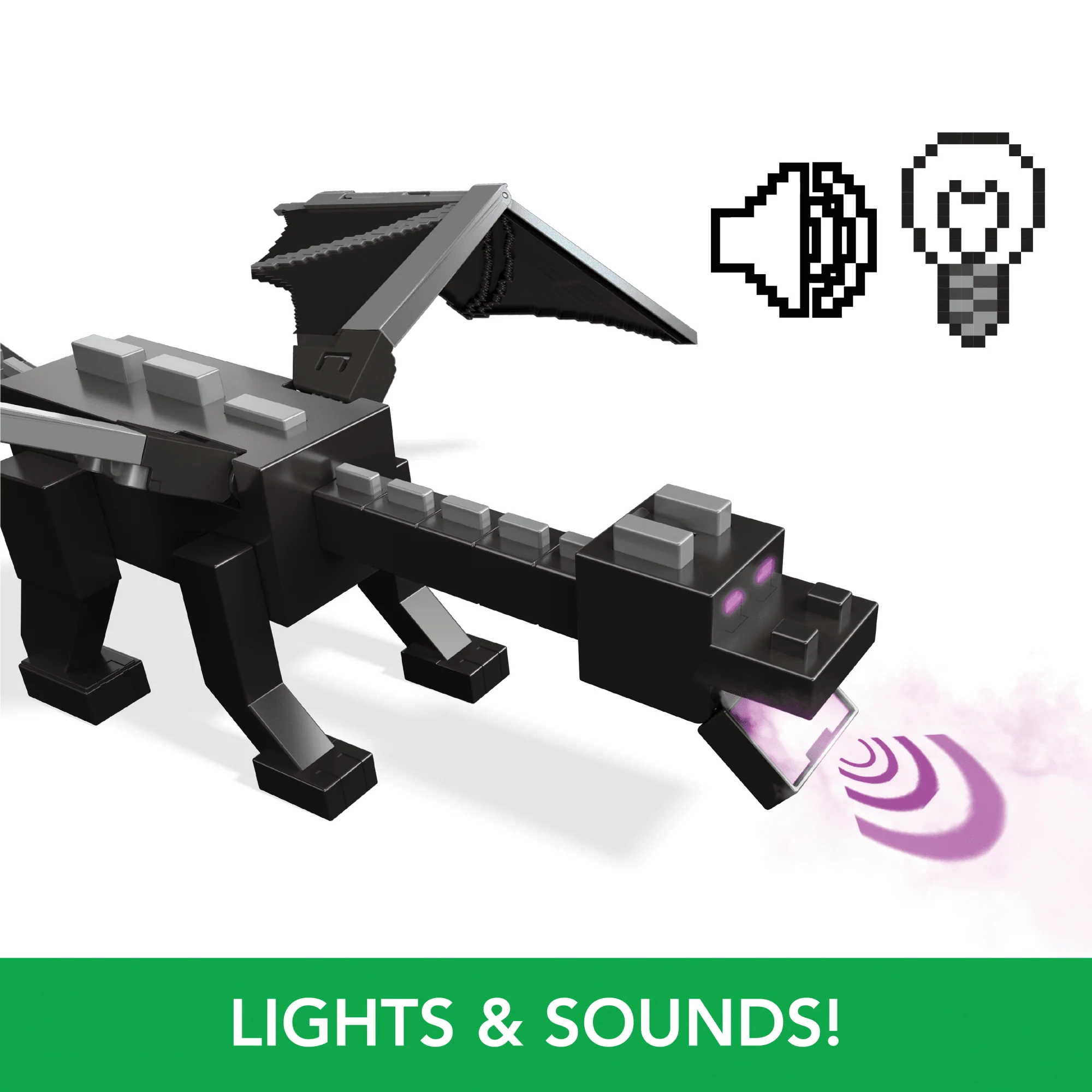 Minecraft Ender Dragon Action Figures Set, Lights, Sounds & Mist, Steve & Enderman 3.25-in Scale Figures