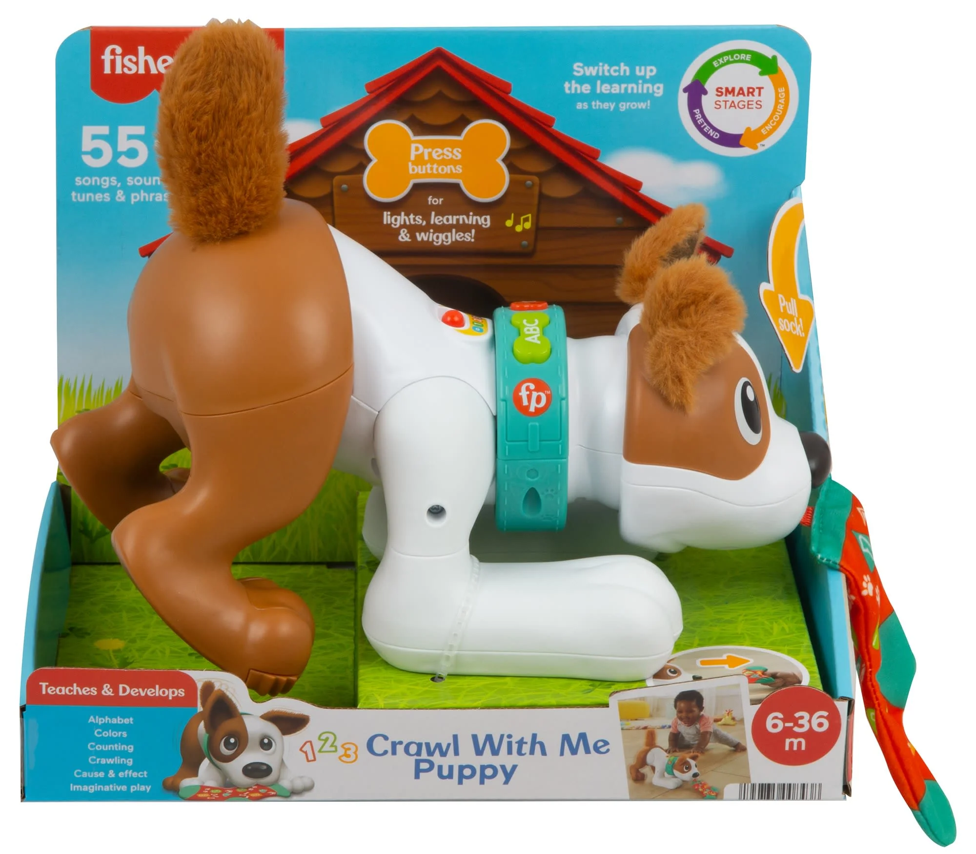 Fisher-Price 123 Crawl With Me Puppy Electronic Learning Toy With Music & Lights For Infants