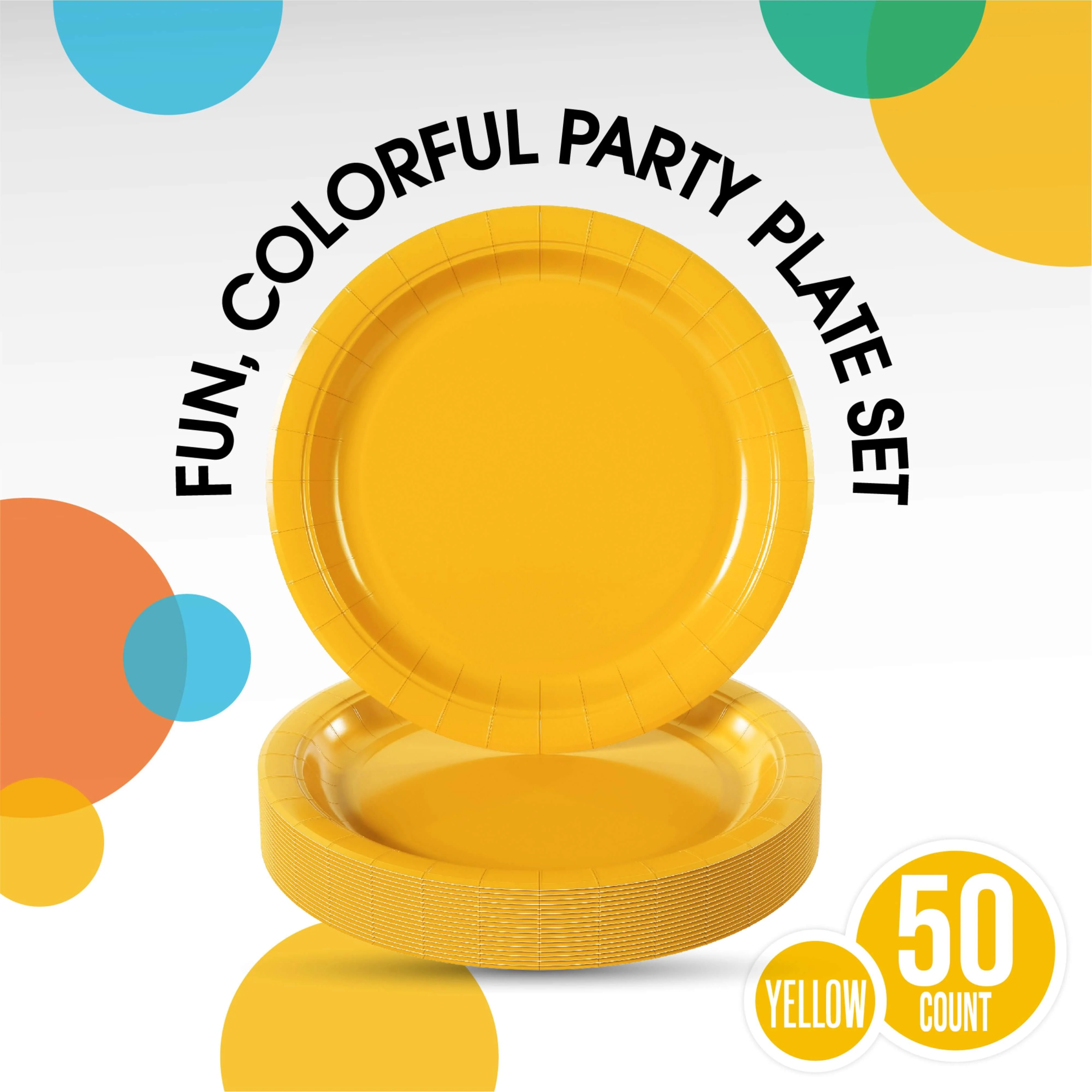 7 In. Yellow Paper Plates - 50 Ct.