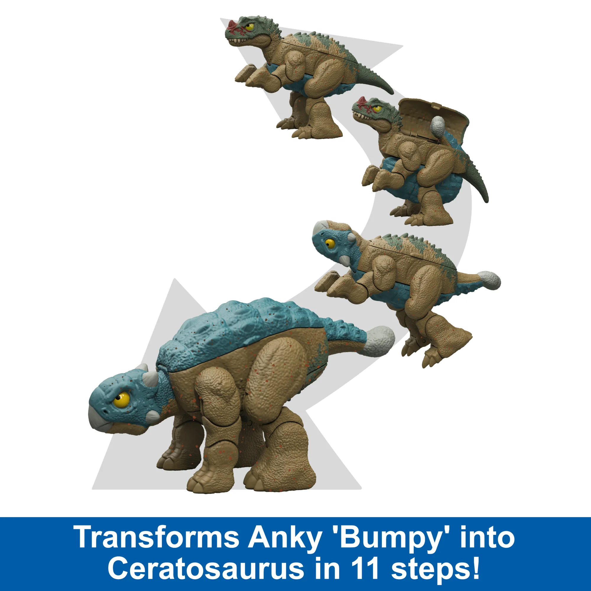 Jurassic World Ankylosaurus Bumpy To Ceratosaurus Dinosaur Transforming Toy, Double Danger