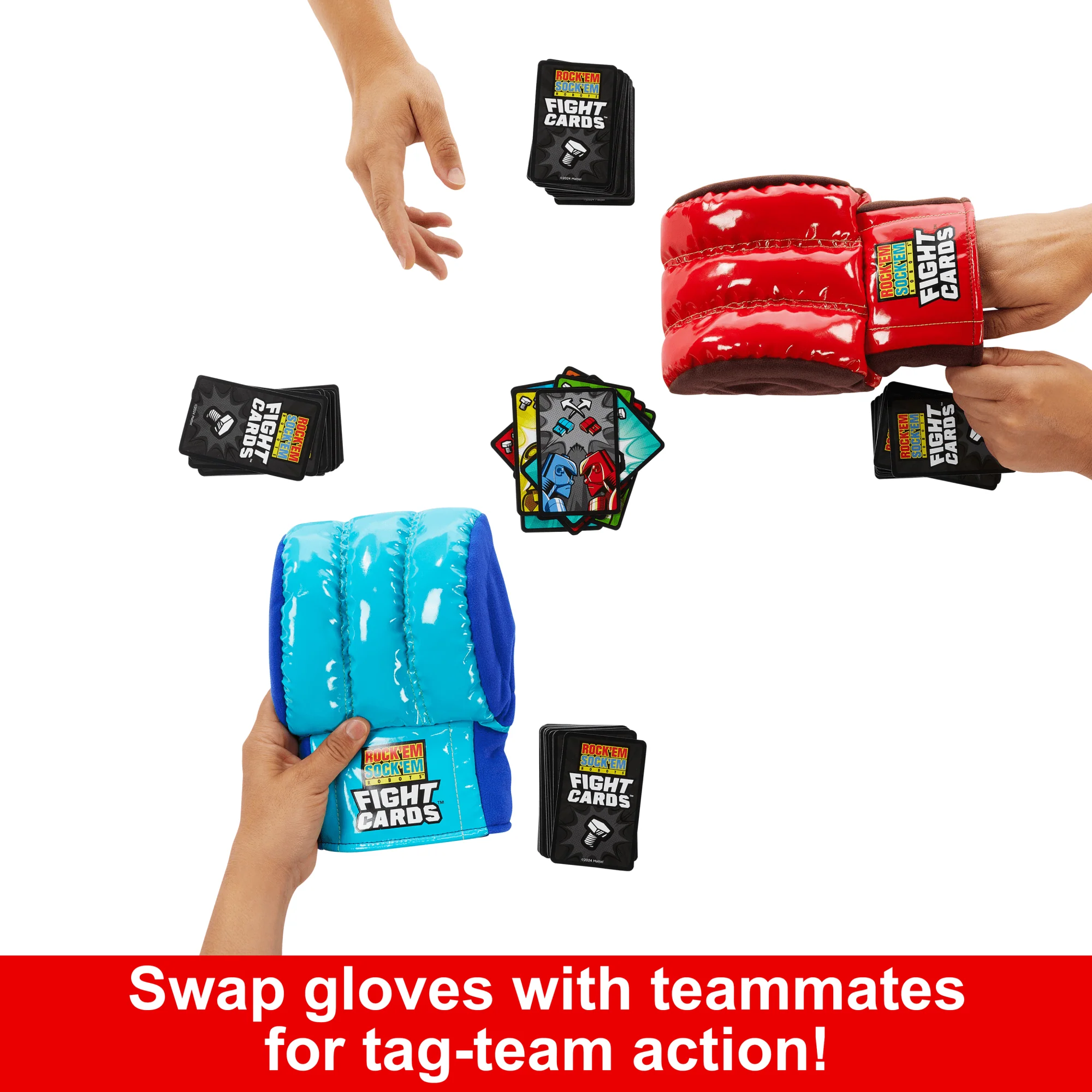 Rock ��Em Sock ��Em Robots Fight Cards Card Game With Two Boxing Gloves, Team Party Game
