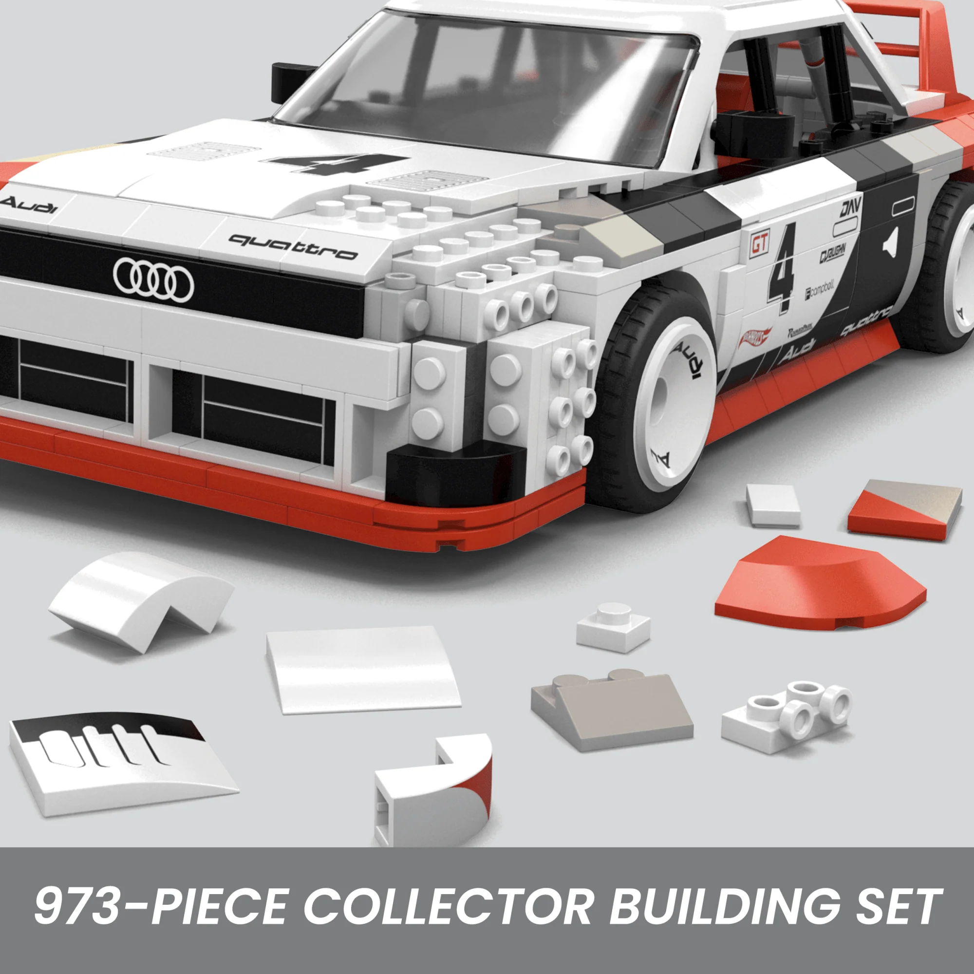 MEGA Hot Wheels Audi 90 Quattro Imsa GTO Building Toy Kit (973 Pieces) For Collectors