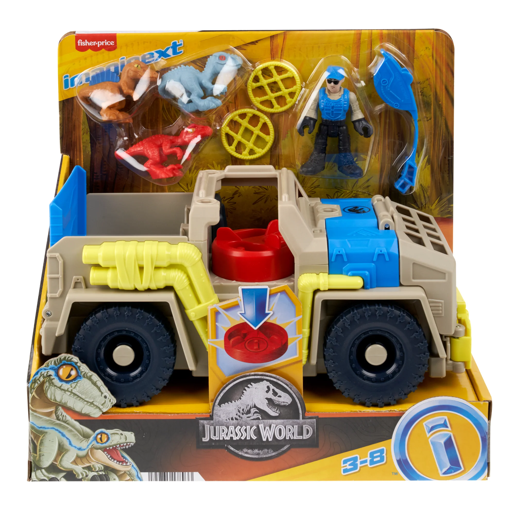 Imaginext Jurassic World Track & Transport Dino Truck Vehicle & Figure Set, 8 Pieces