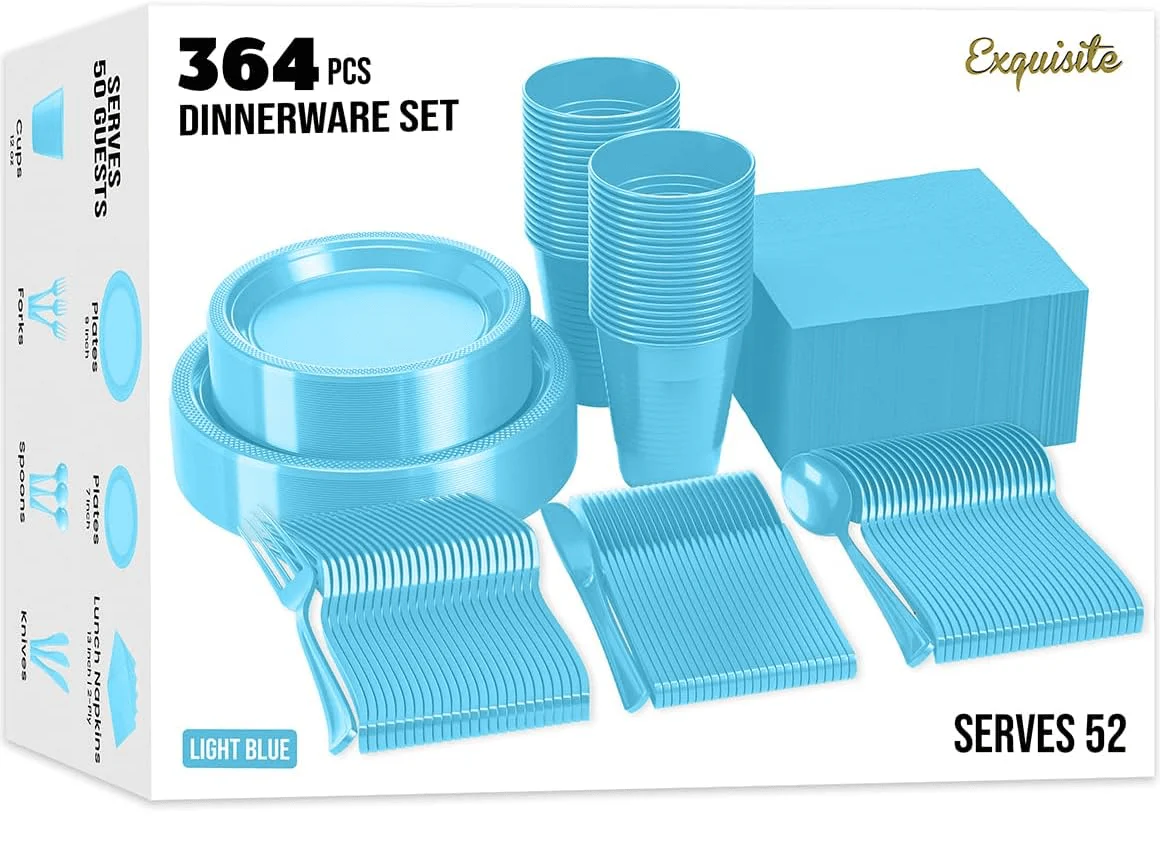 350 Solid Color Tableware Combo - Light Blue