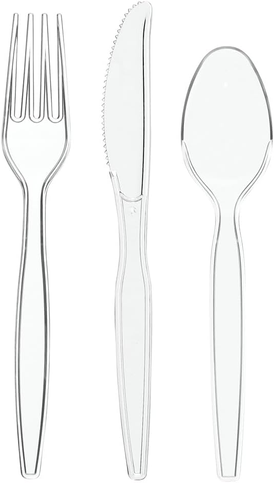 Comfy Package [100 Pack] Heavy Duty Disposable Clear Plastic Forks - Basic Cutlery for Parties, Events, and Everyday Use