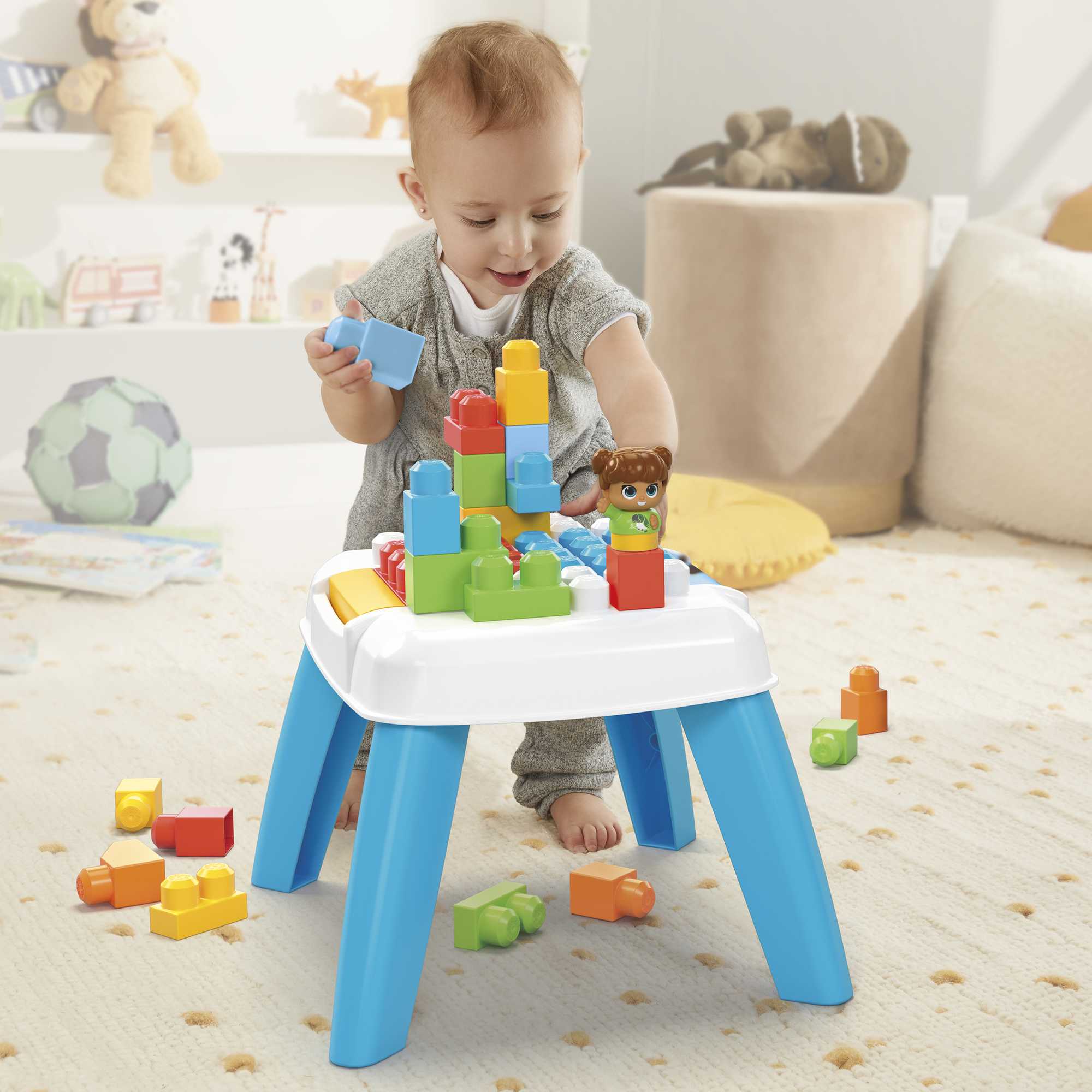 MEGA BLOKS Build N Tumble Activity Table Toy Blocks With 1 Figure (25 Pieces) For Toddler