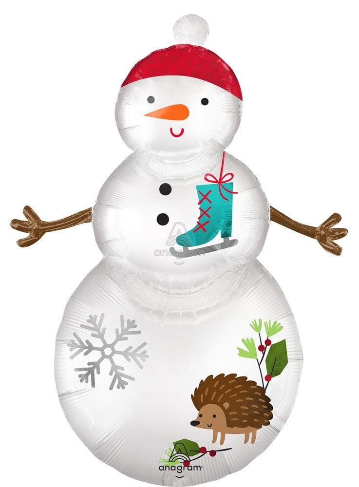 Anagram Satin Woodland Snowman 38in Foil Balloon FLAT