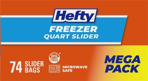 Hefty Slider Freezer Storage Bags, Gallon Size, 56 Count