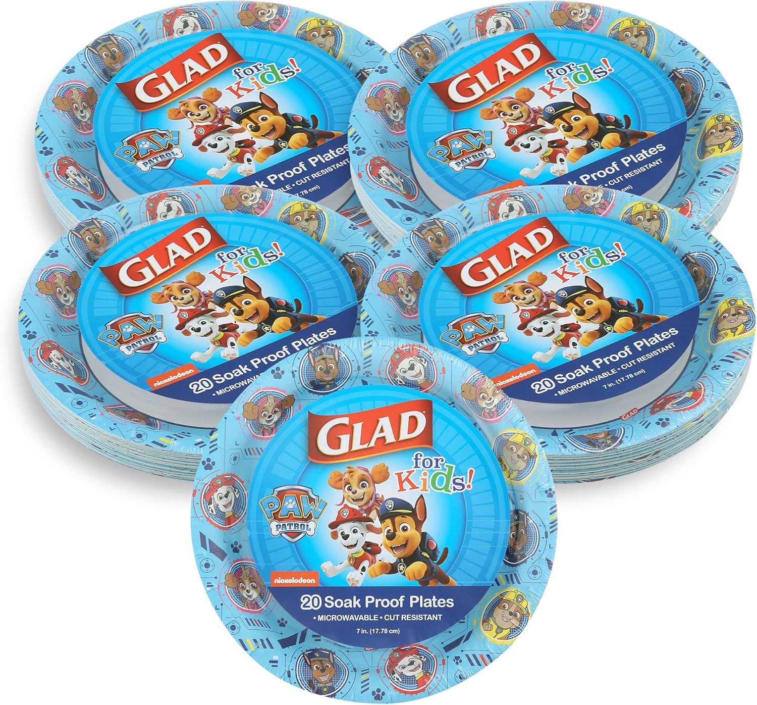 Glad for Kids Paw Patrol Paper Plates - Disposable Heavy Duty Paper Plates - Microwave Safe Kids Paw Patrol Birthday Party Cake Plates - Paw Patrol Plates for All Occasions - 20 Count, 8.5 Inch
