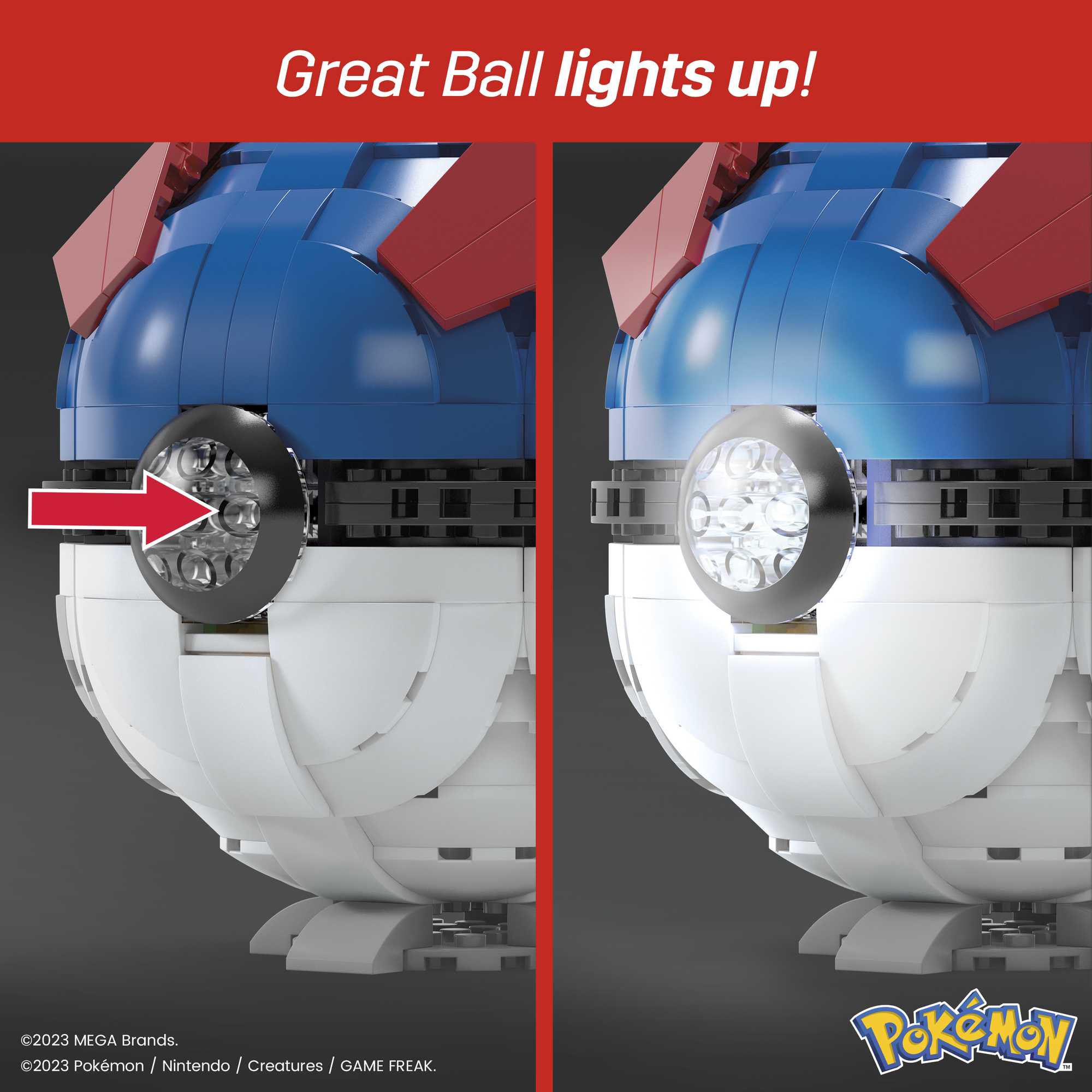 MEGA Pok��mon Jumbo Great Ball Building Kit With Lights (299 Pieces), For Collectors