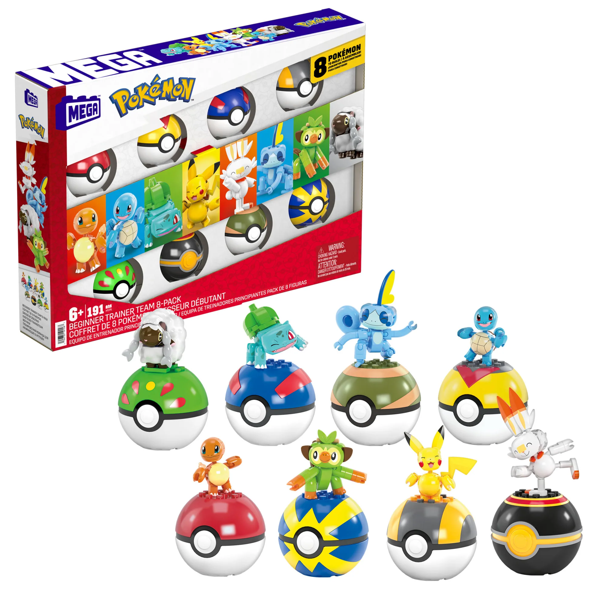 MEGA Pok��mon Building Toy Kit With 8 Action Figures And Pok�� Balls (191 Pieces) For Kids