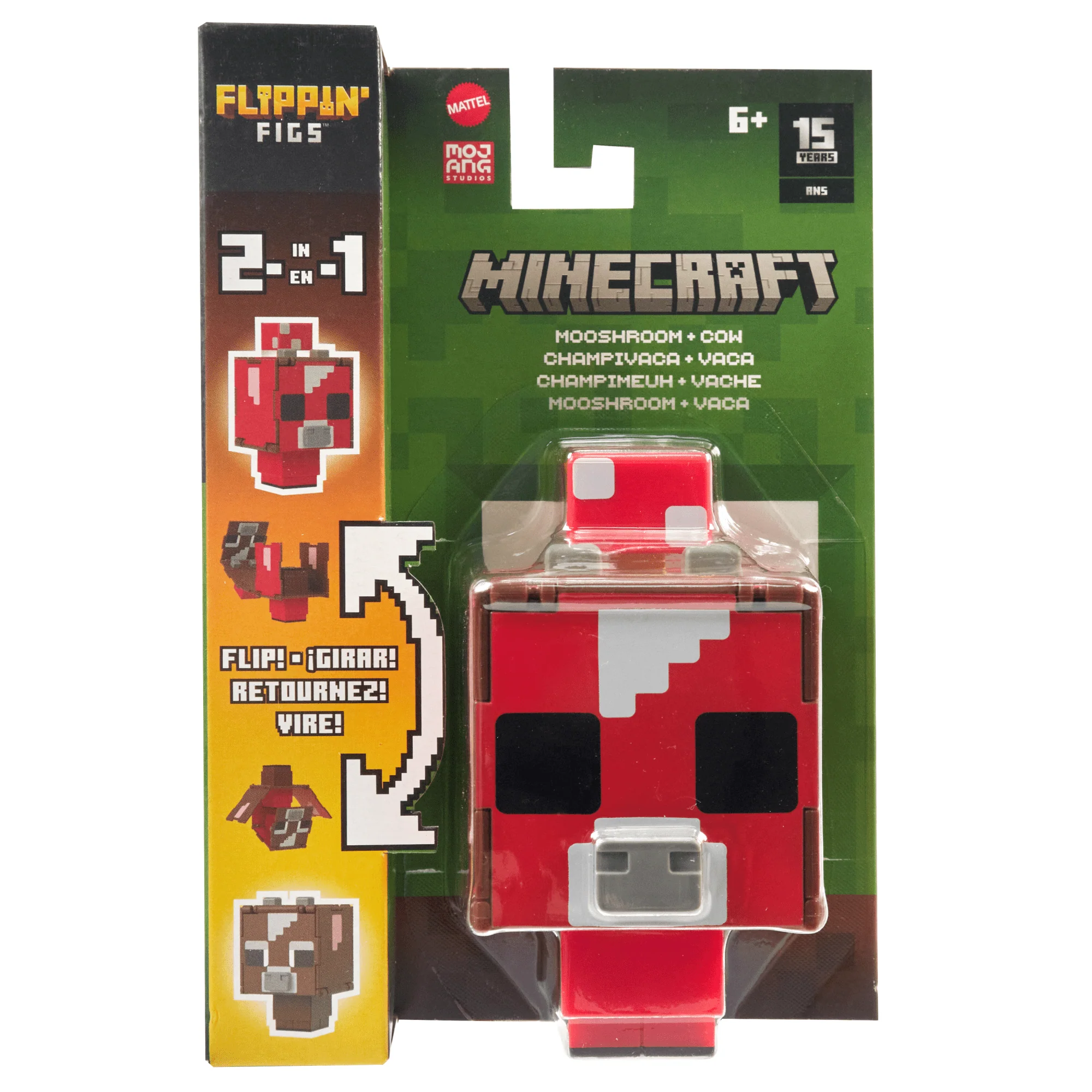 Minecraft Flippin�� Figs Figures Collection, 2-in-1 Fidget Play, 3.75-in Scale & Pixelated Design (Characters May Vary)