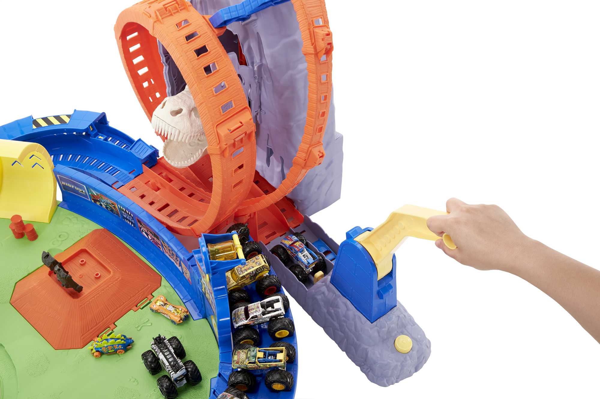 Hot Wheels Monster Trucks Pista de Juguete Temible Explosi��n Volc��nica